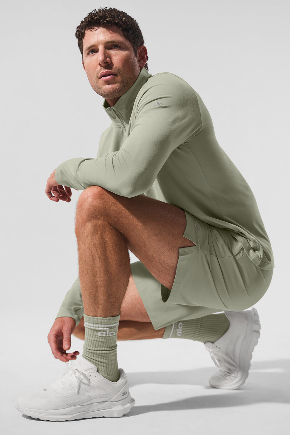 Unisex Throwback Sock - Limestone/White--1