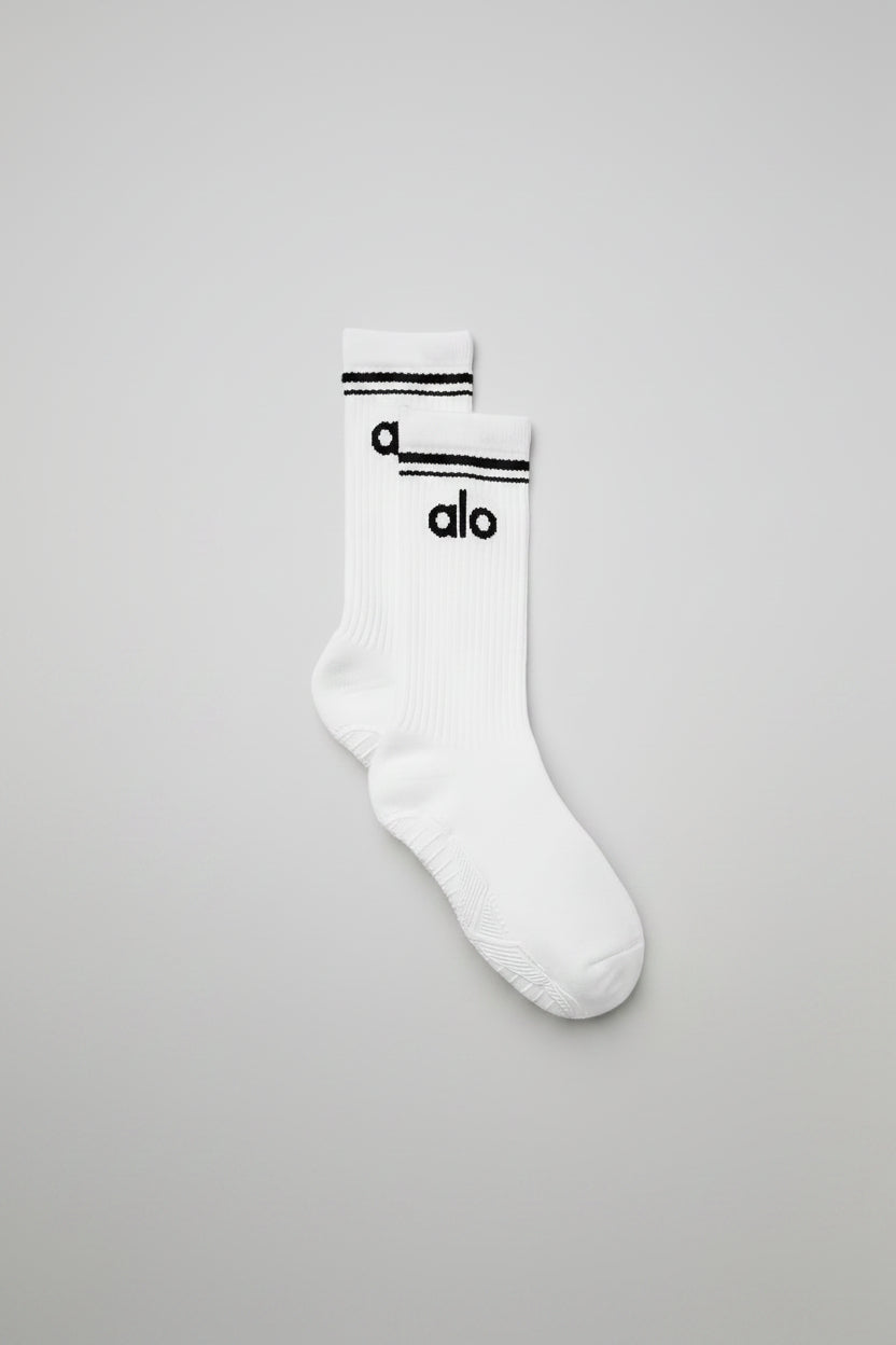 Women's Throwback Barre Sock - White/Black--0