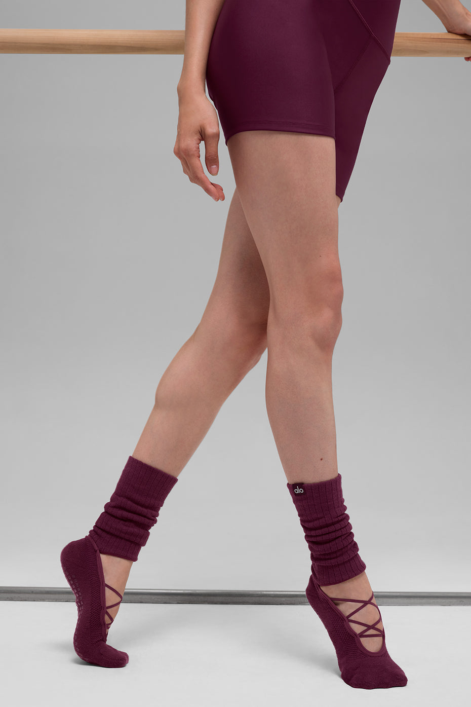 Women's Strappy Siren Grip Sock - Burgundy--1