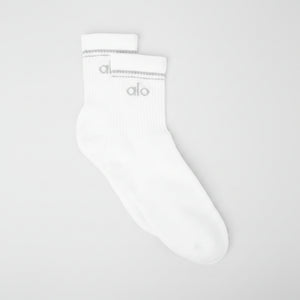 Unisex Half-Crew Throwback Sock - White/Titanium