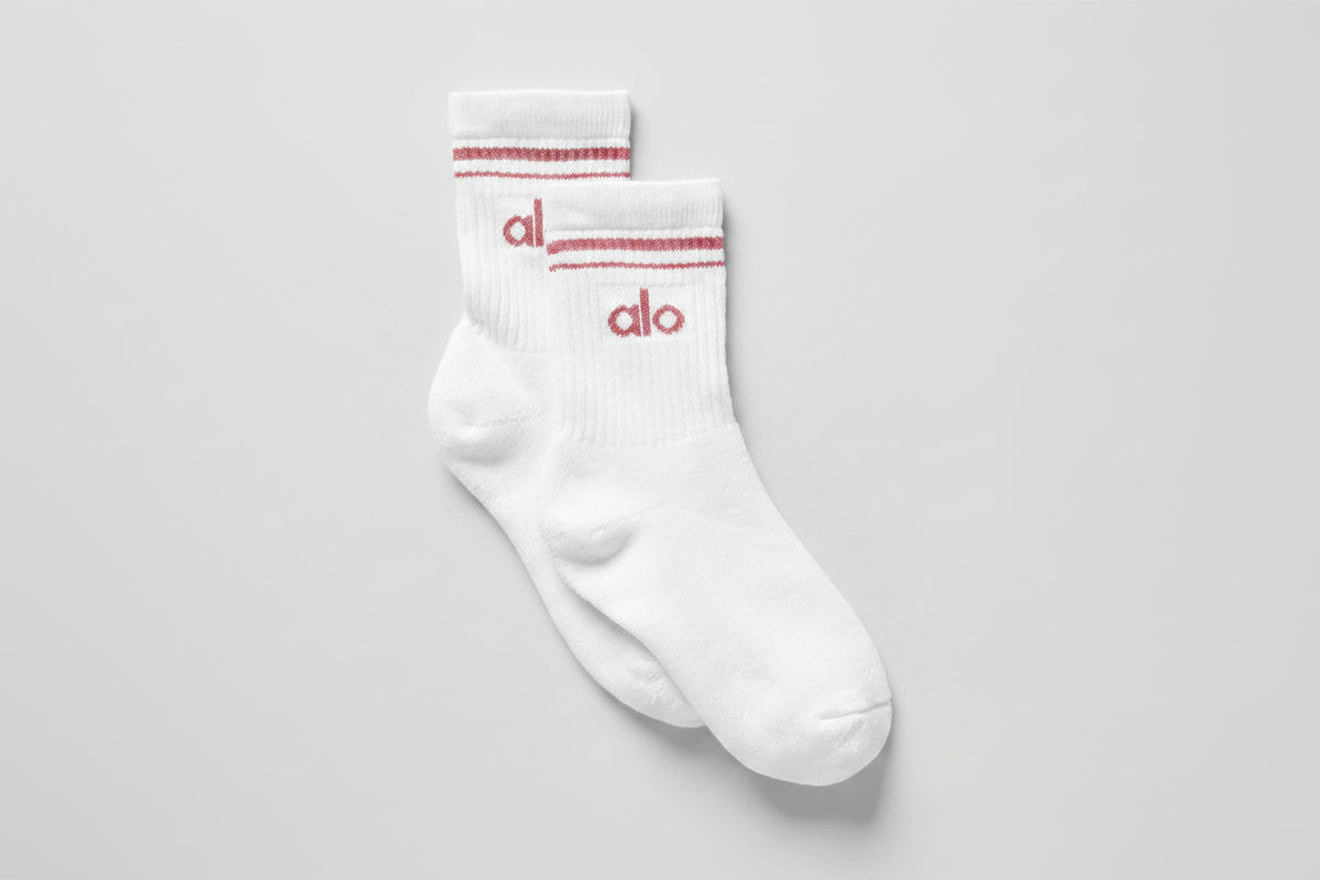 Unisex Half-Crew Throwback Sock - White/Pink Wild Rose--0