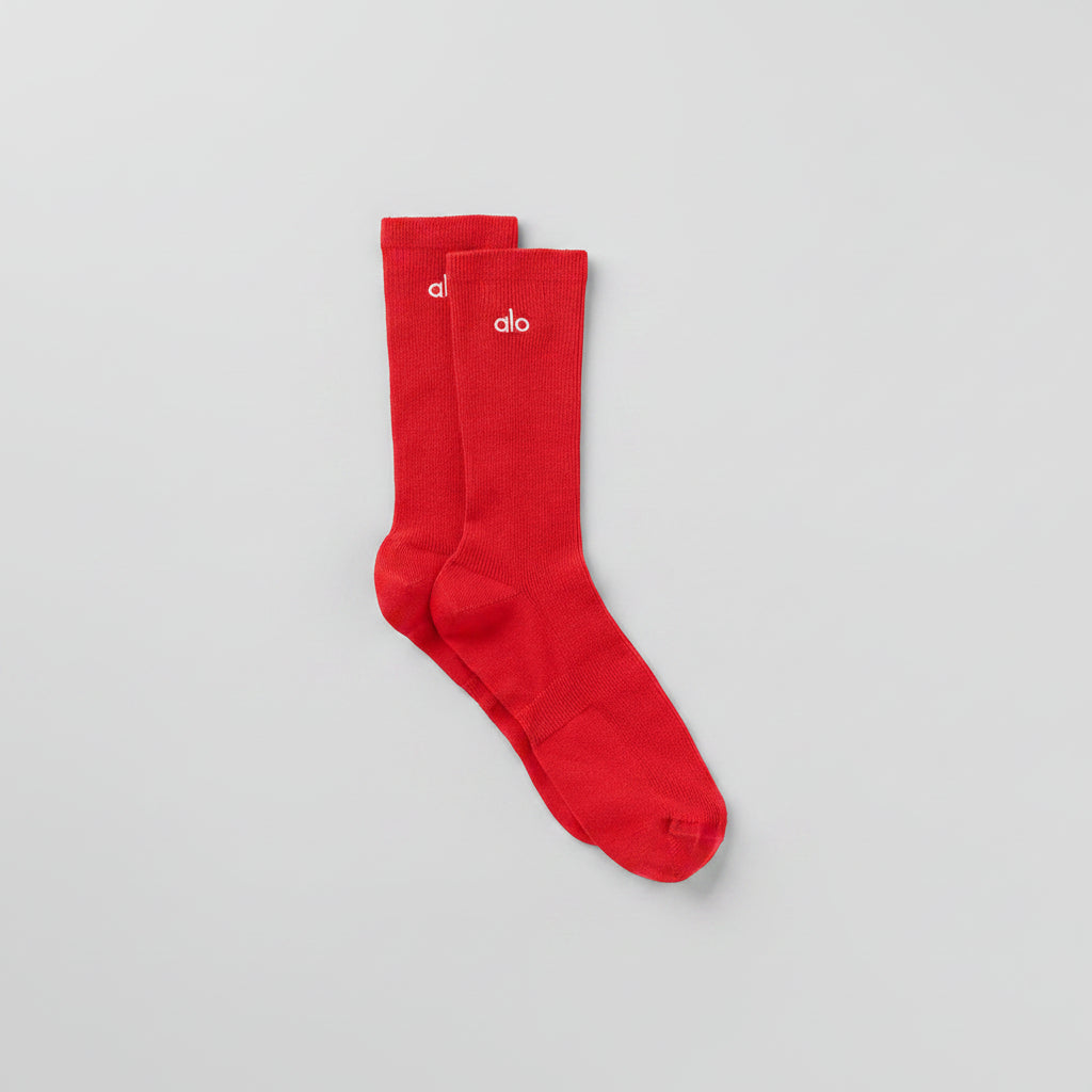 Unisex Half-Crew Understated Sock - Bright Red--0
