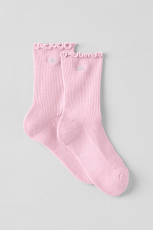 Women's Lettuce Edge Sock - Pink Marshmallow