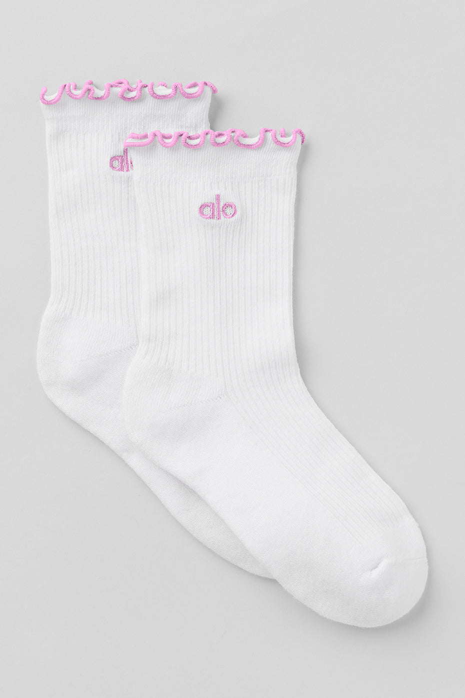 Women's Lettuce Edge Sock - White/Candy Heart Pink--0