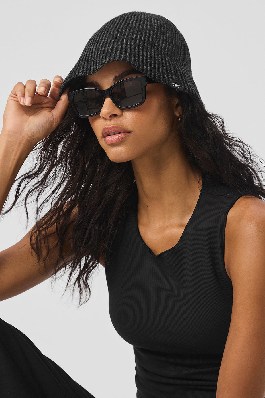 Denim Knit Cloche - Black/Anthracite--0