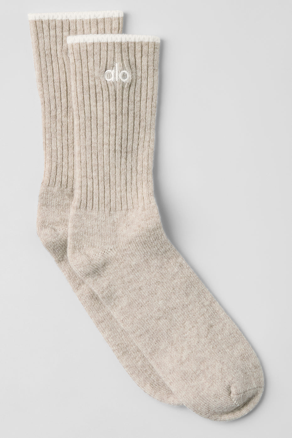 Unisex Wool Cashmere Light Frosted Sock - Winter Latte/Ivory--0