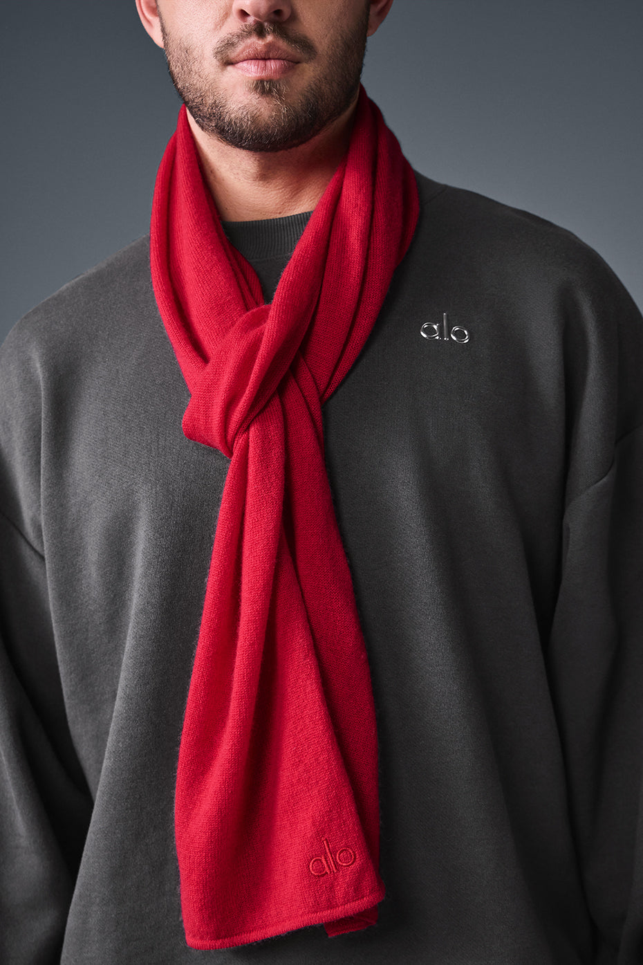 Cashmere Light Frosted Scarf - Red Ribbon--2