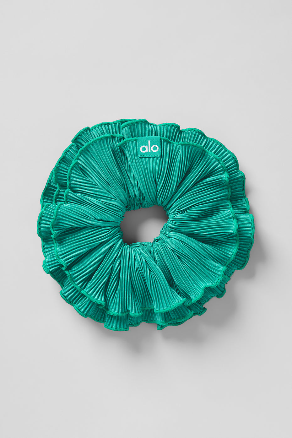 Micro Plisse Oversize Scrunchie - Spruce Green--0