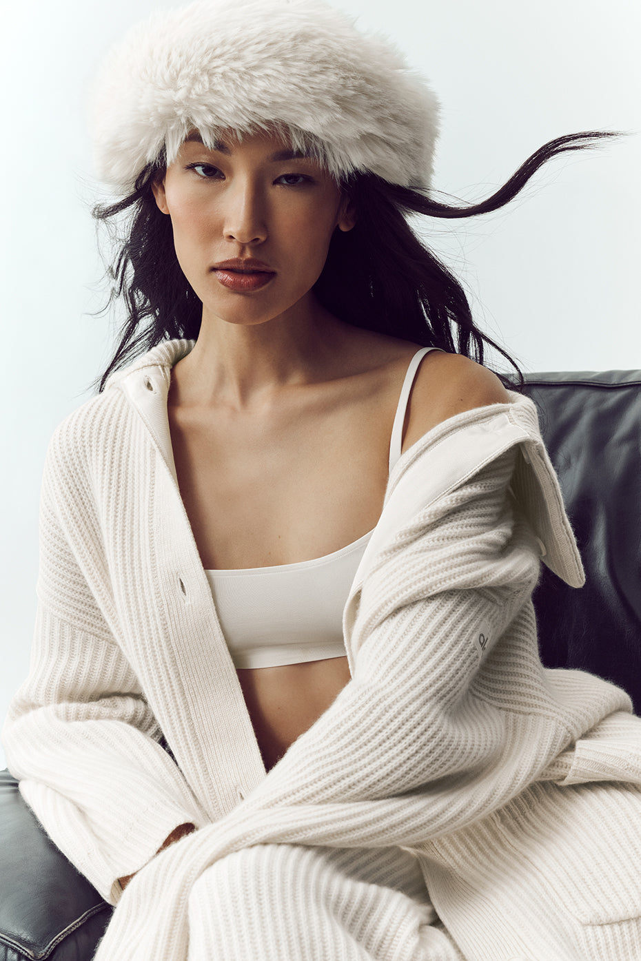 Courchevel Cashmere Faux Fur Beanie - Ivory--0