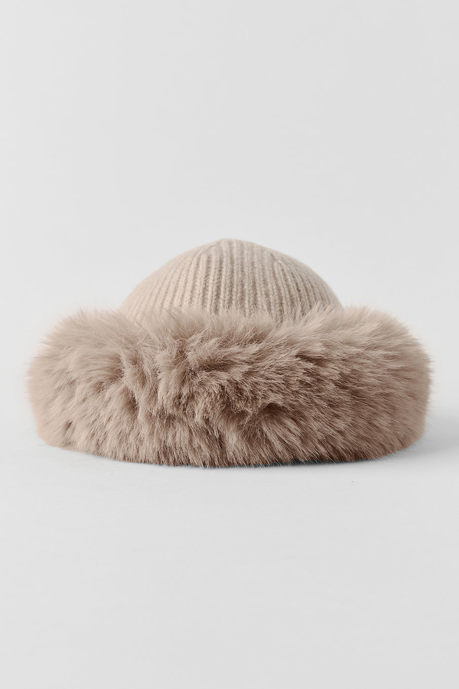 Courchevel Cashmere Faux Fur Beanie - Oat Heather--1