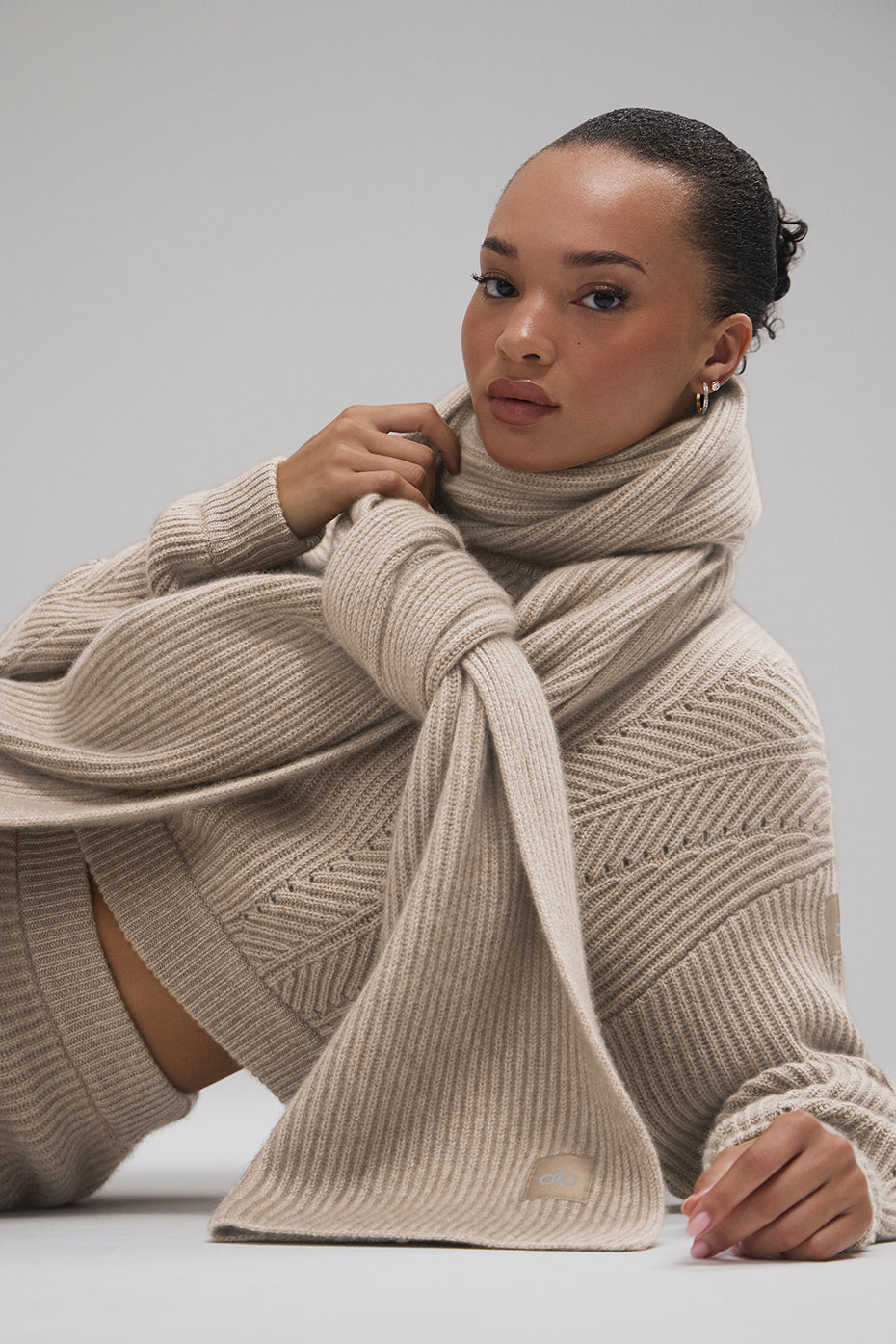 Courchevel Cashmere Scarf - Flax Heather--0