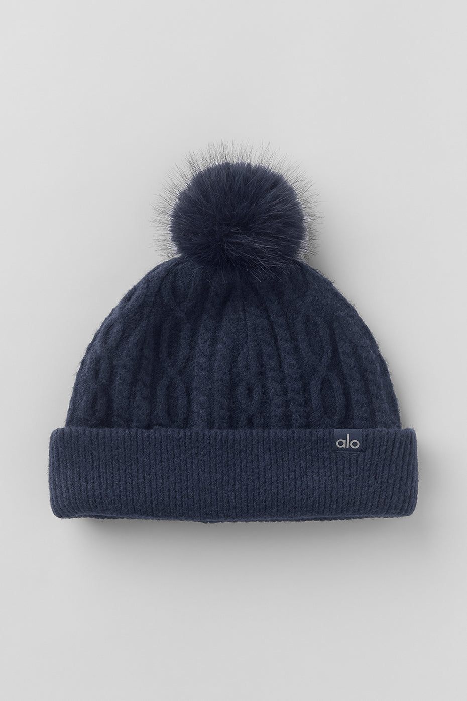 Cable Knit Winter Bliss Beanie - Navy--1
