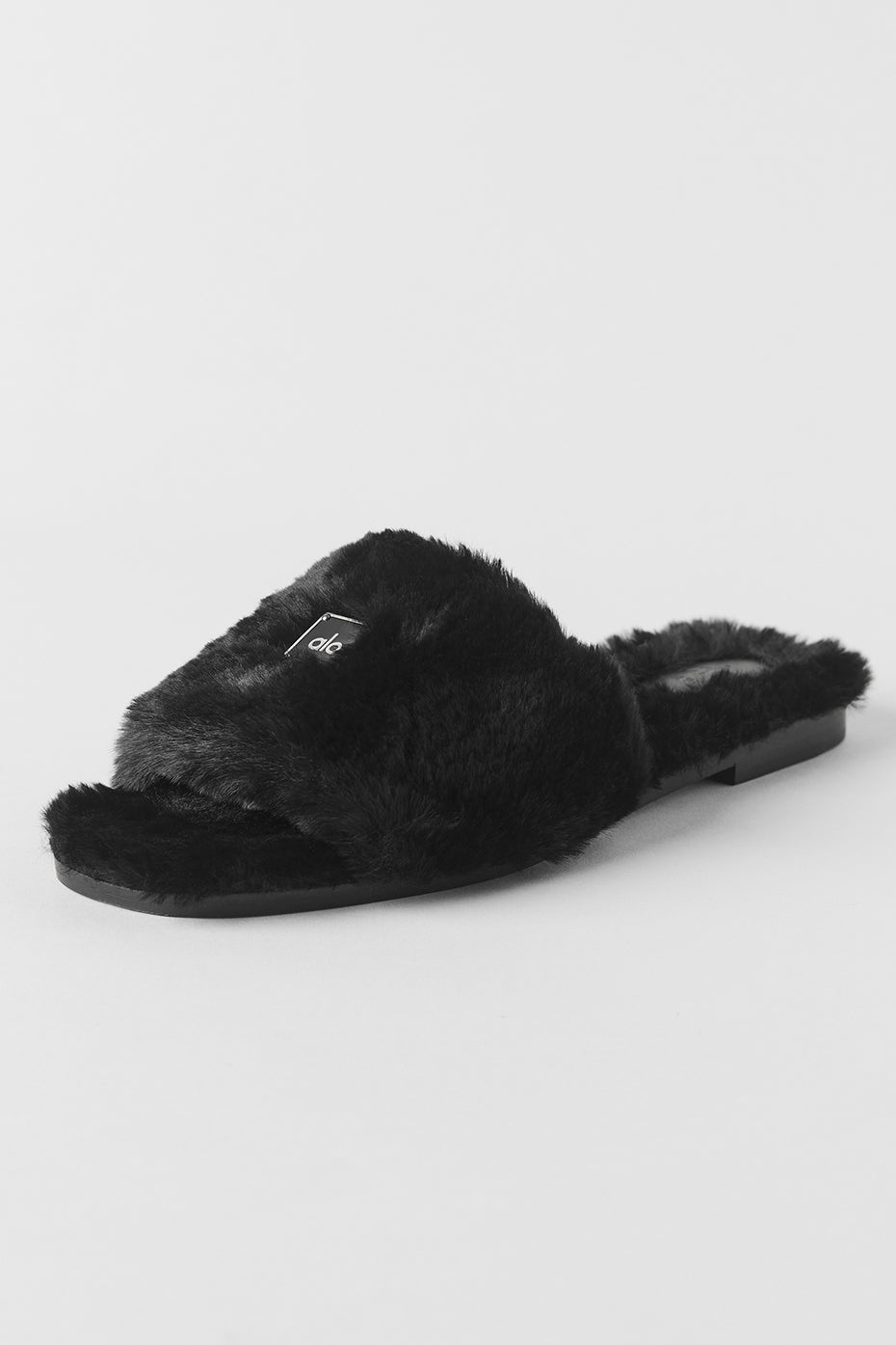 ALO Classico Faux Fur Sandal - Black--0