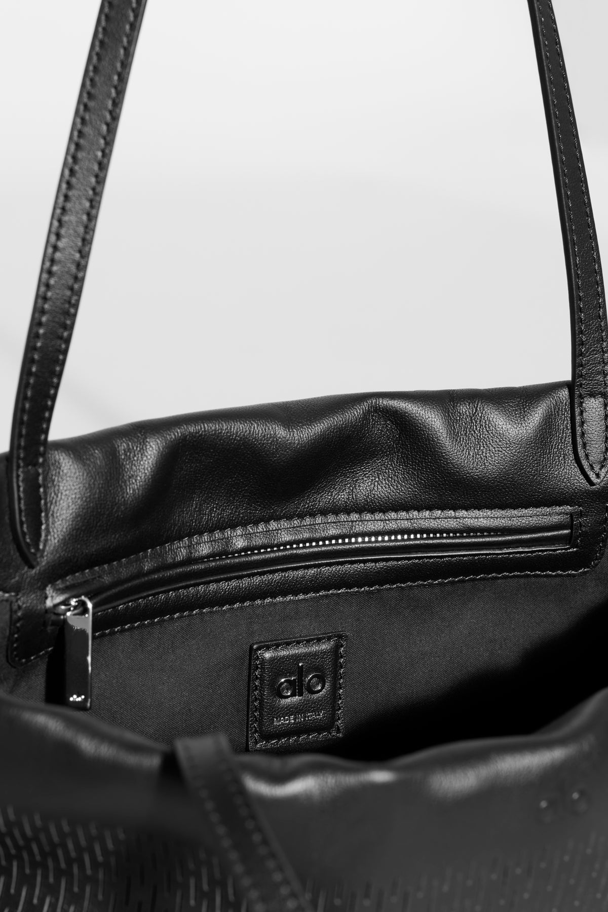 ALO Leather Mesh Mini Unwind Cinch - Black Leather Mesh--4
