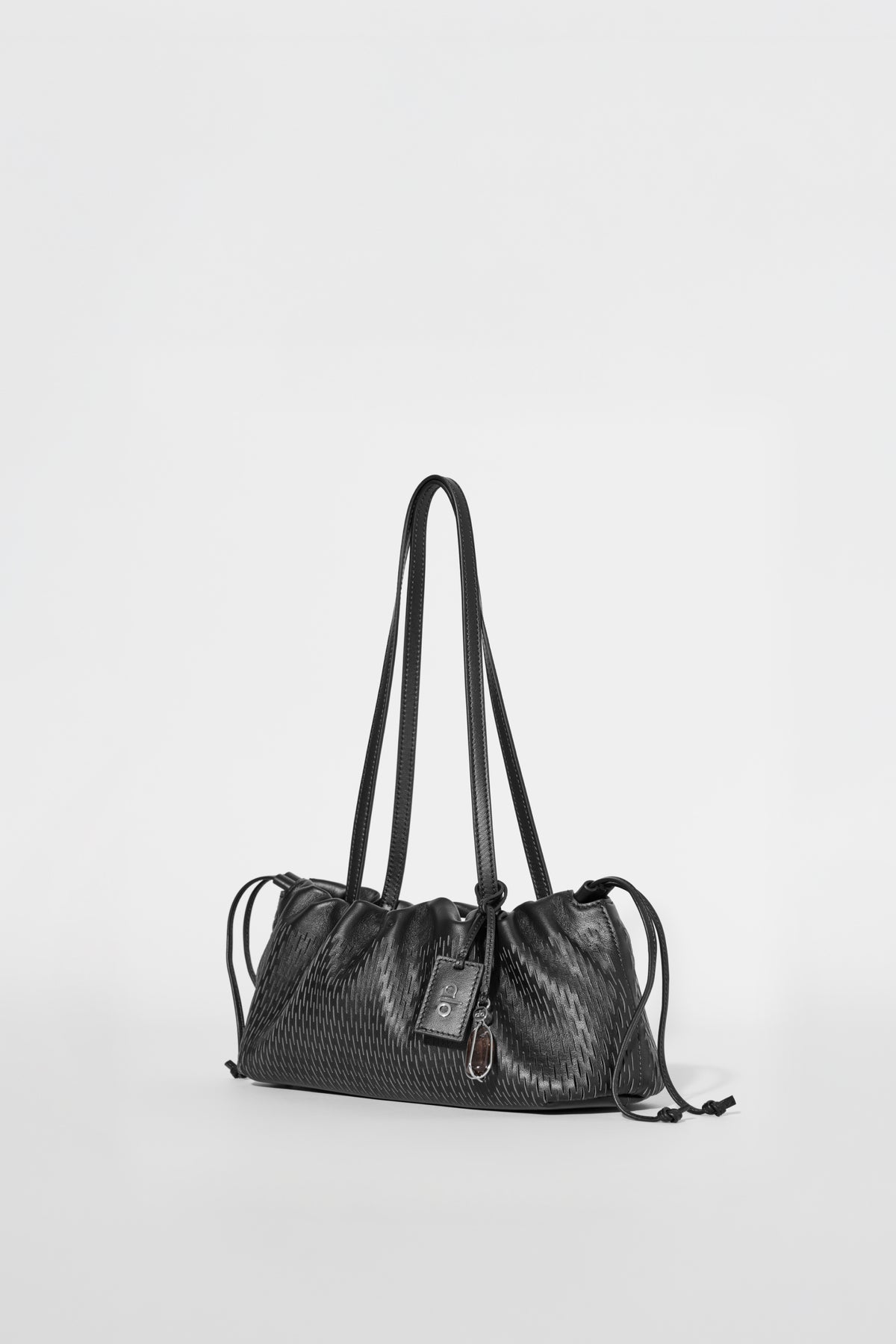 ALO Leather Mesh Mini Unwind Cinch - Black Leather Mesh--1