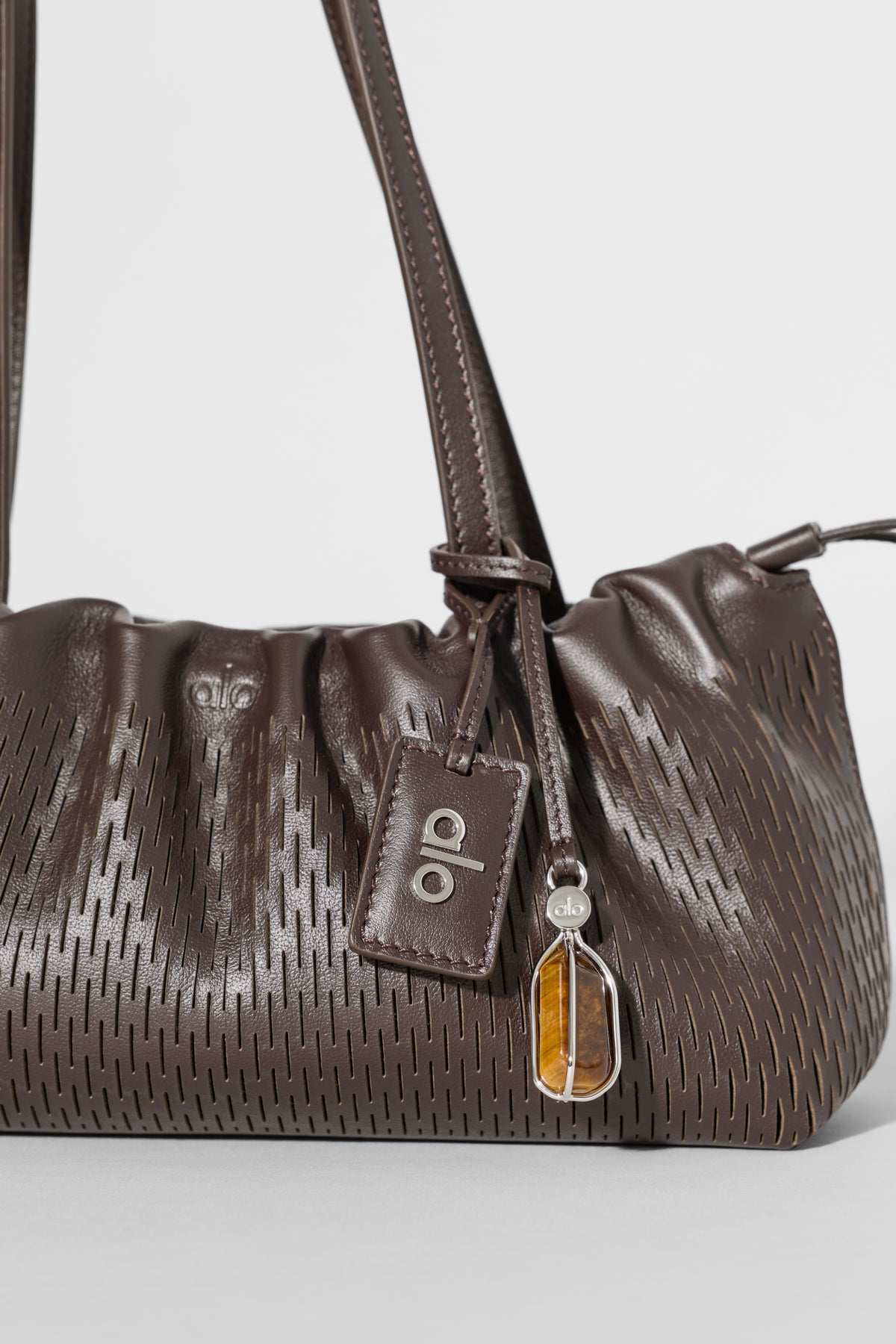 ALO Leather Mesh Mini Unwind Cinch - Espresso Leather Mesh--3