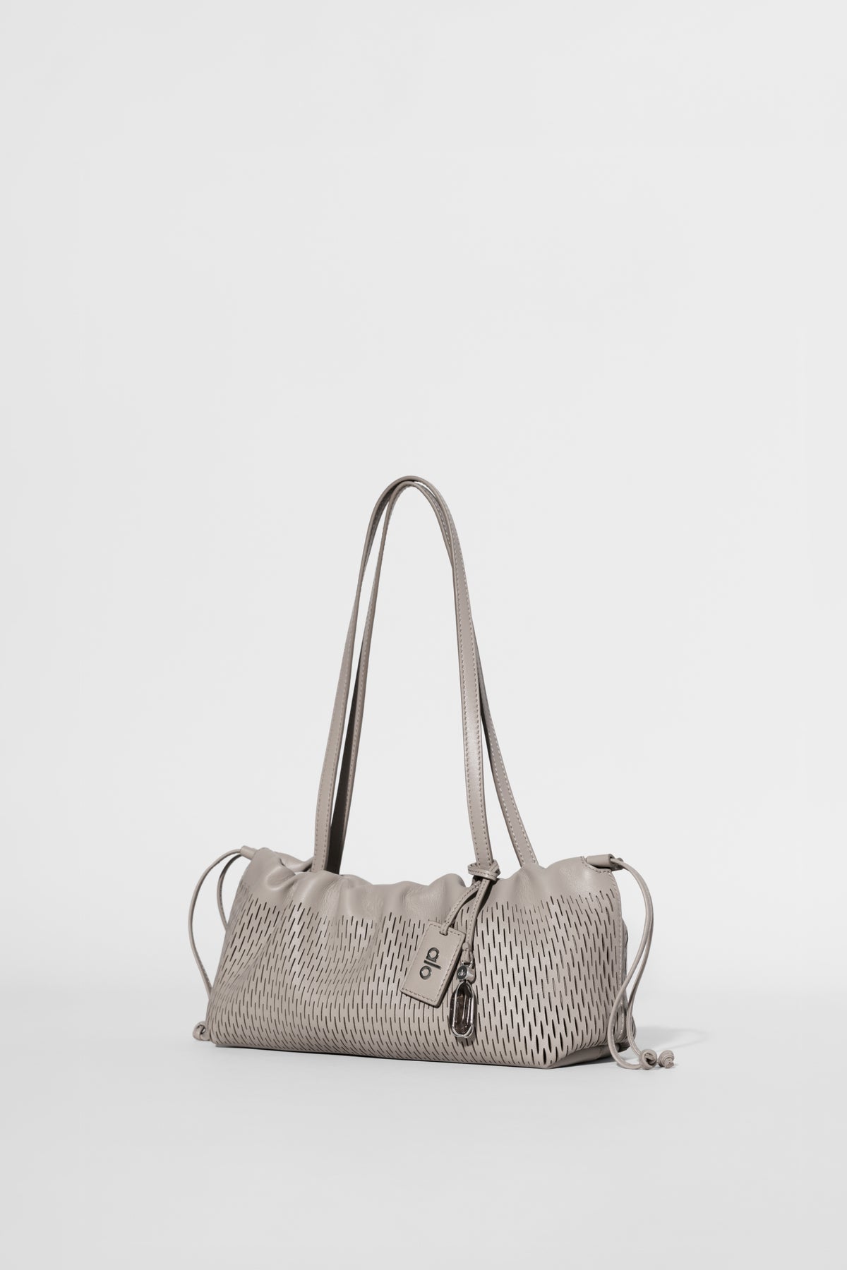 ALO Leather Mesh Mini Unwind Cinch - Warm Gravel Leather Mesh--1