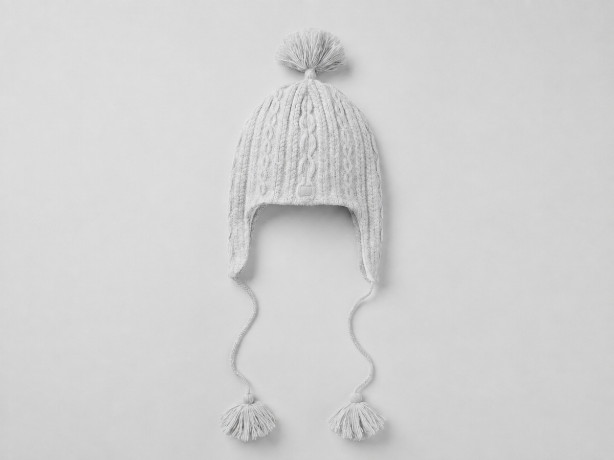 Cable Knit Winter Bliss Earflap Beanie - Athletic Heather Grey--0