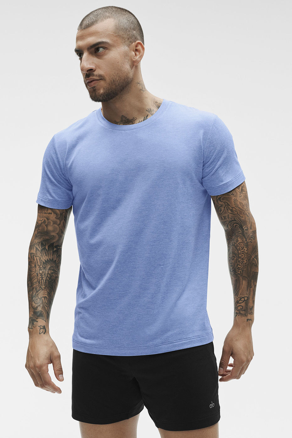 Conquer Reform Crewneck Short Sleeve - Provence Blue Heather--2