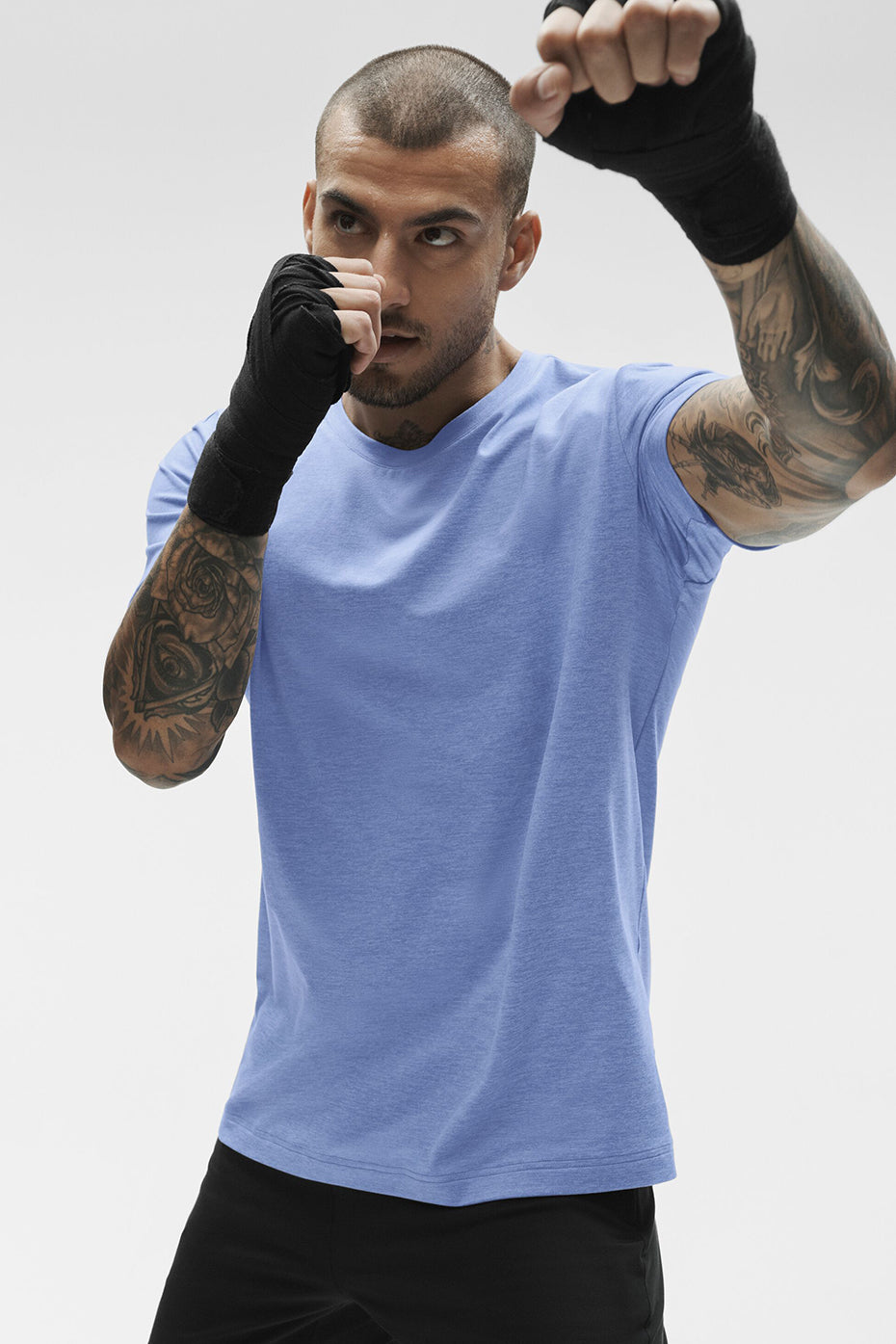 Conquer Reform Crewneck Short Sleeve - Provence Blue Heather--3