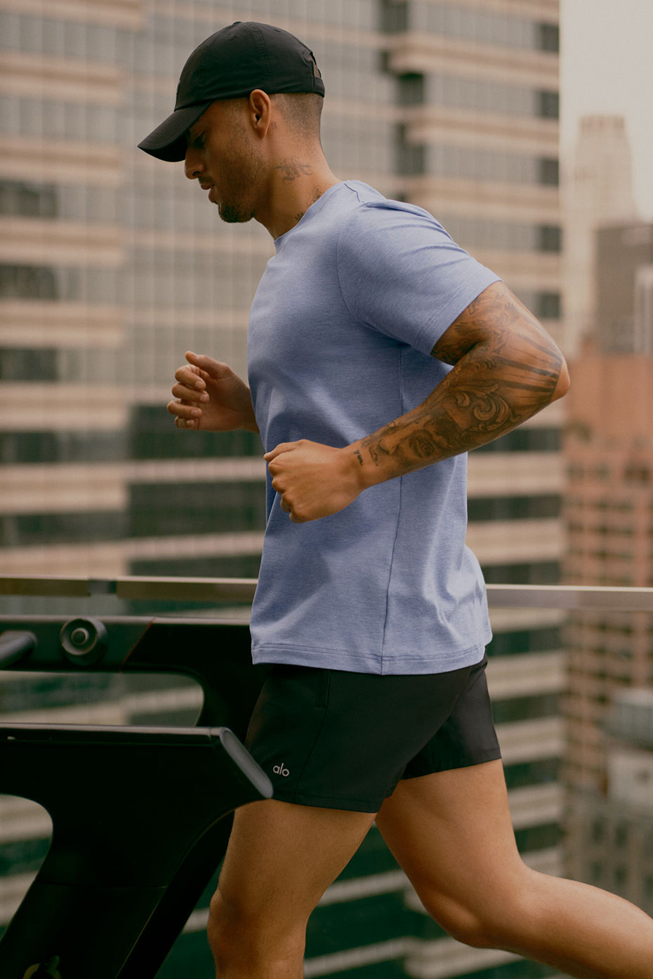 Conquer Reform Crewneck Short Sleeve - Provence Blue Heather--0