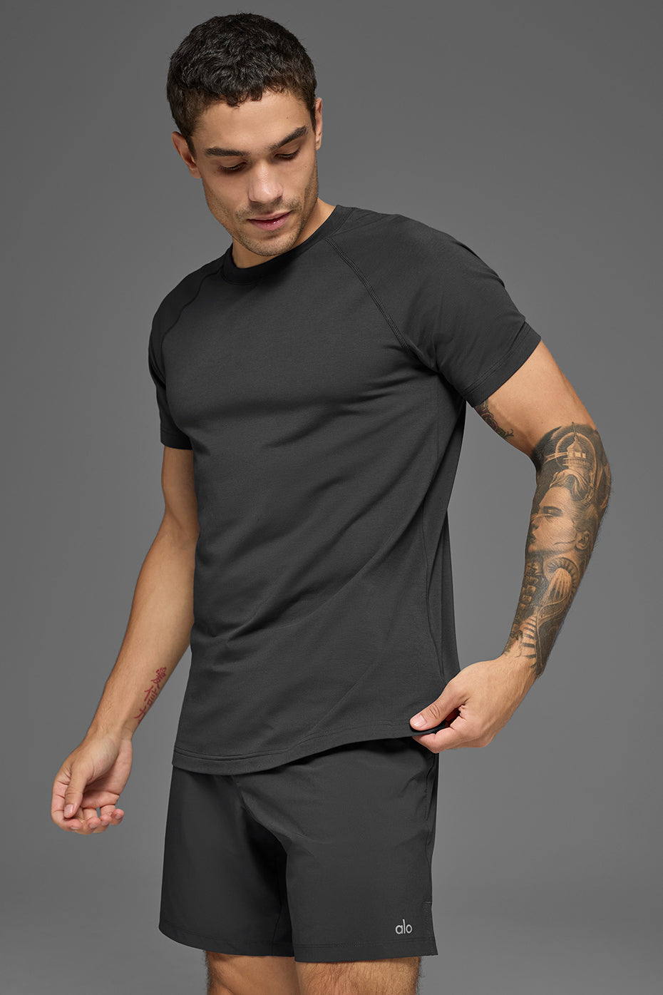 ALO Vapor Crewneck Short Sleeve - Anthracite--1