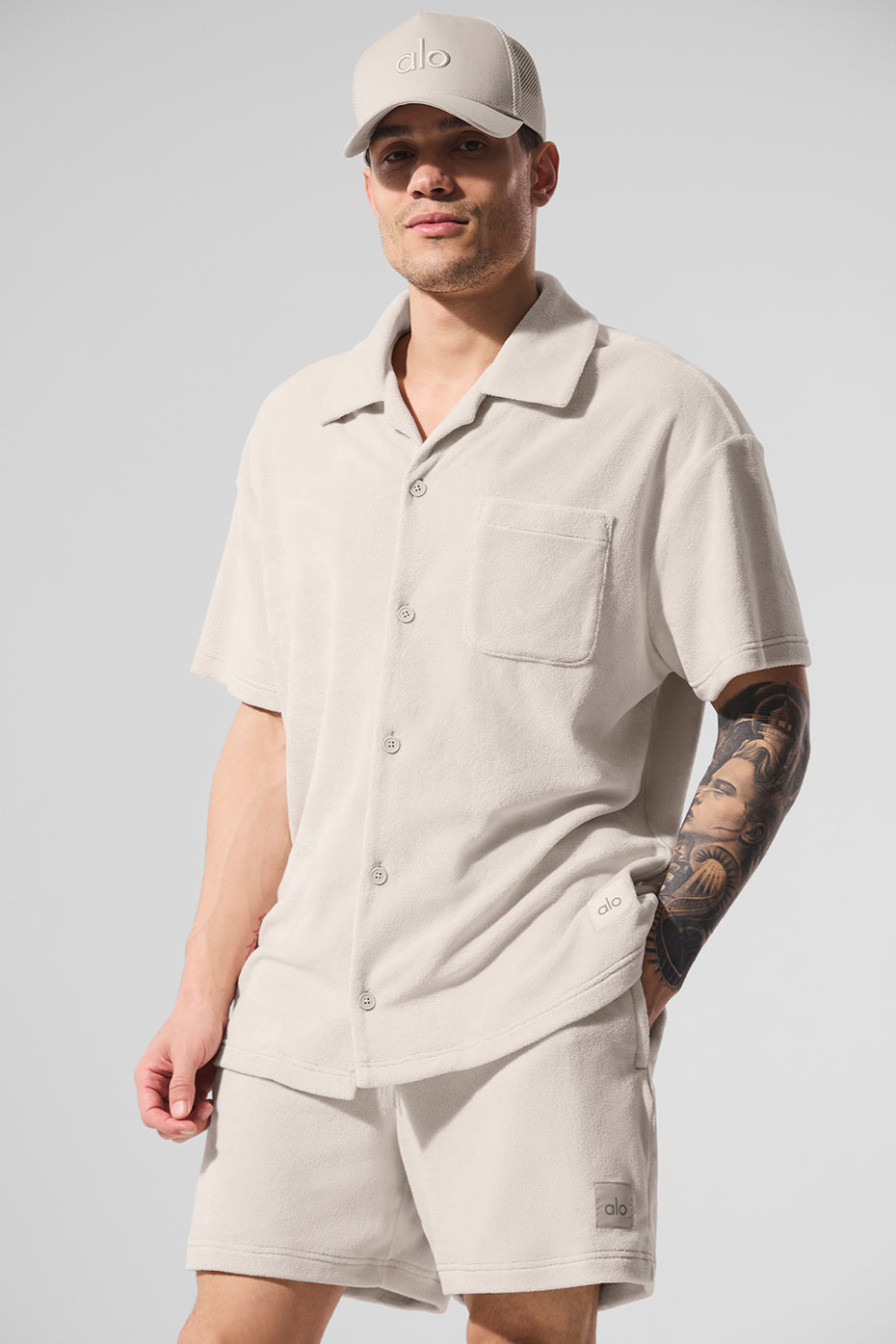 Coastal Terry Button Up - Bone--0