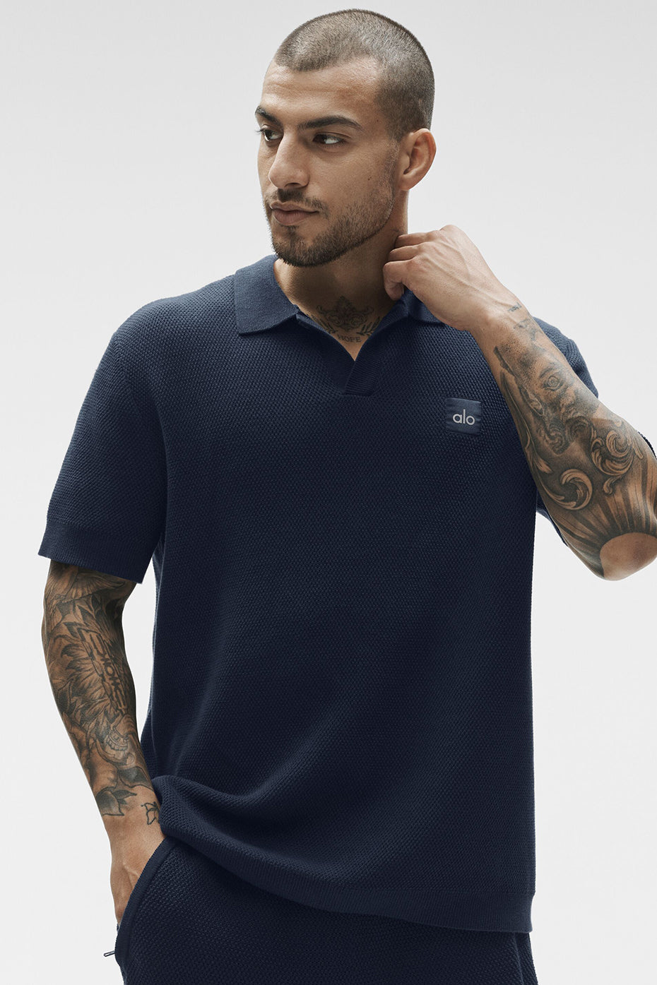 Sports Club Sweater Knit Polo - Navy--3