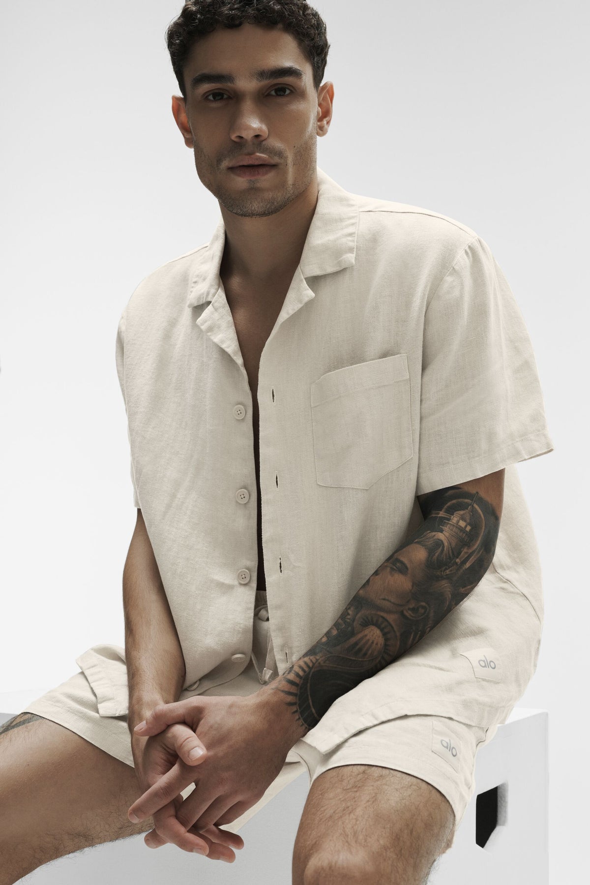 Linen Days Short Sleeve Button Up - Bone--3