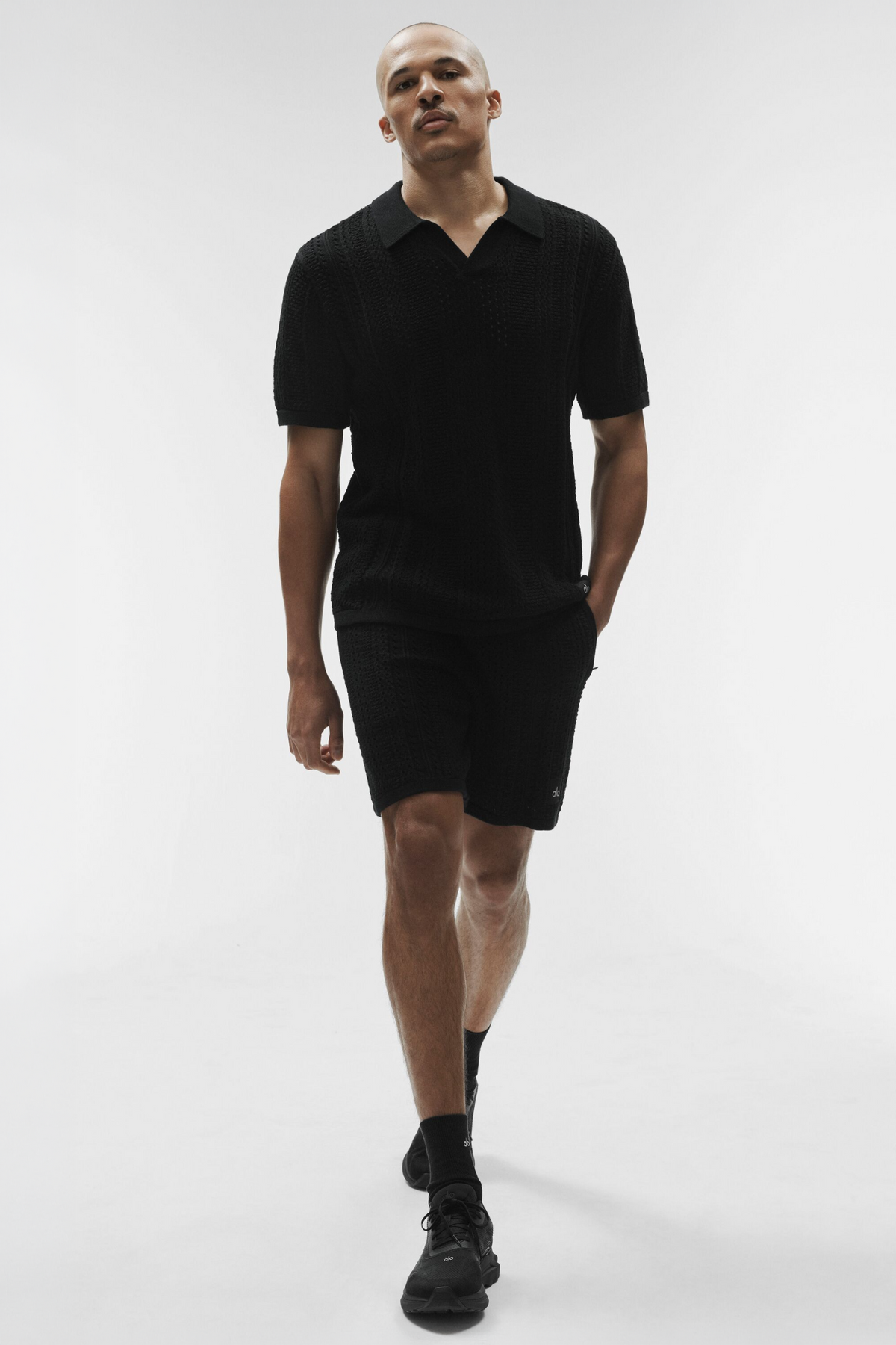 Coastline Knit Short Sleeve Polo - Black--5