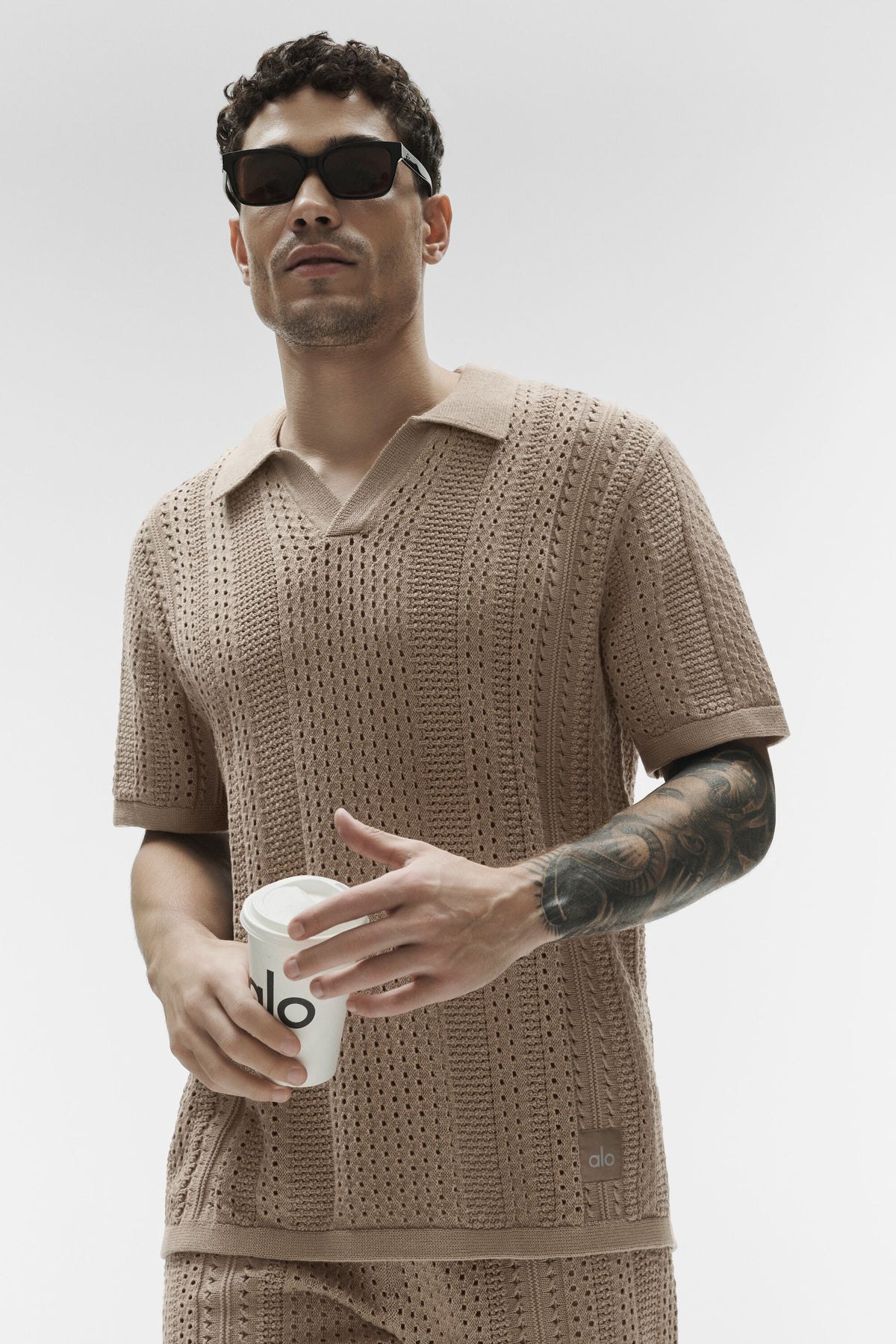 Coastline Knit Short Sleeve Polo - Gravel--2
