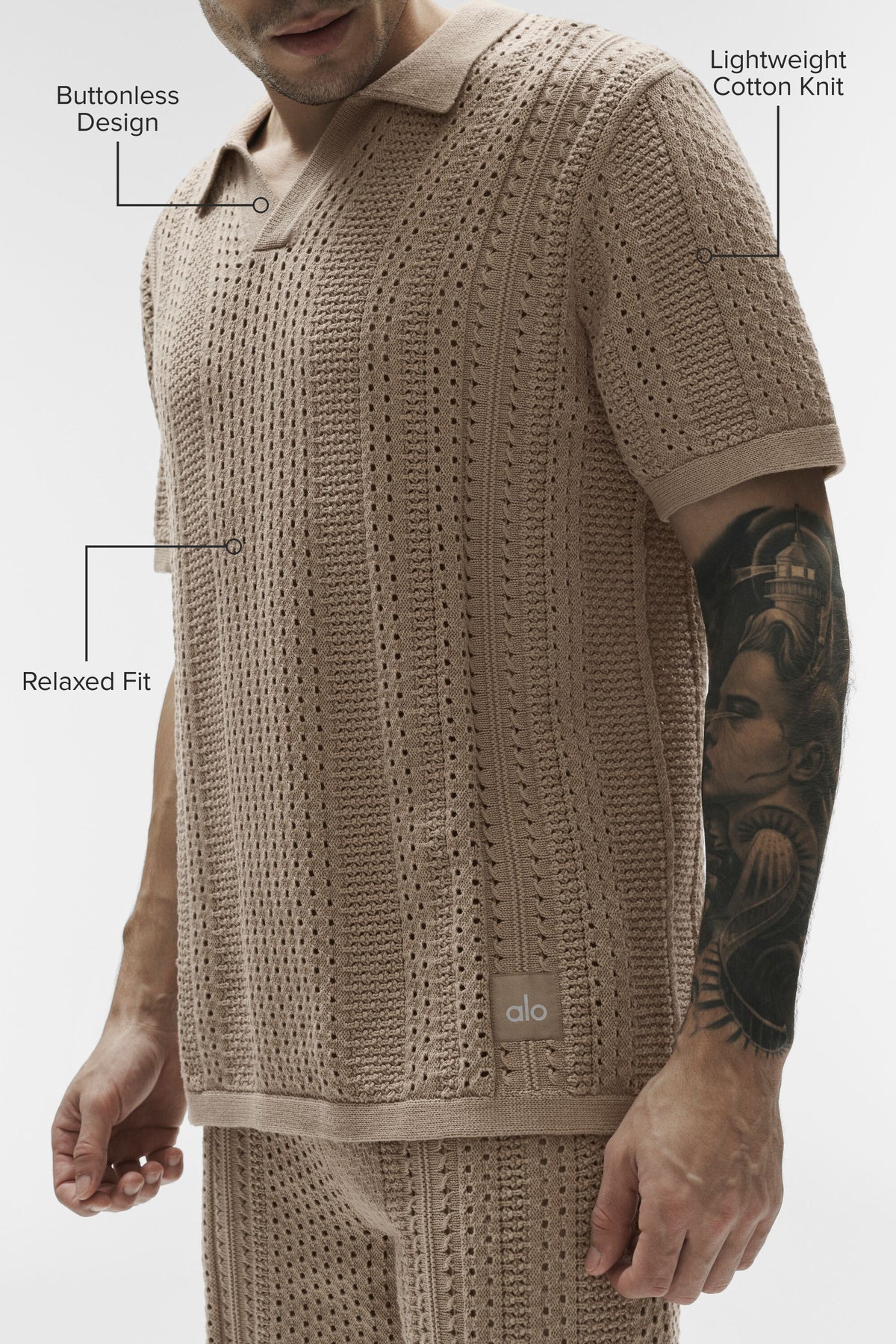 Coastline Knit Short Sleeve Polo - Gravel--1