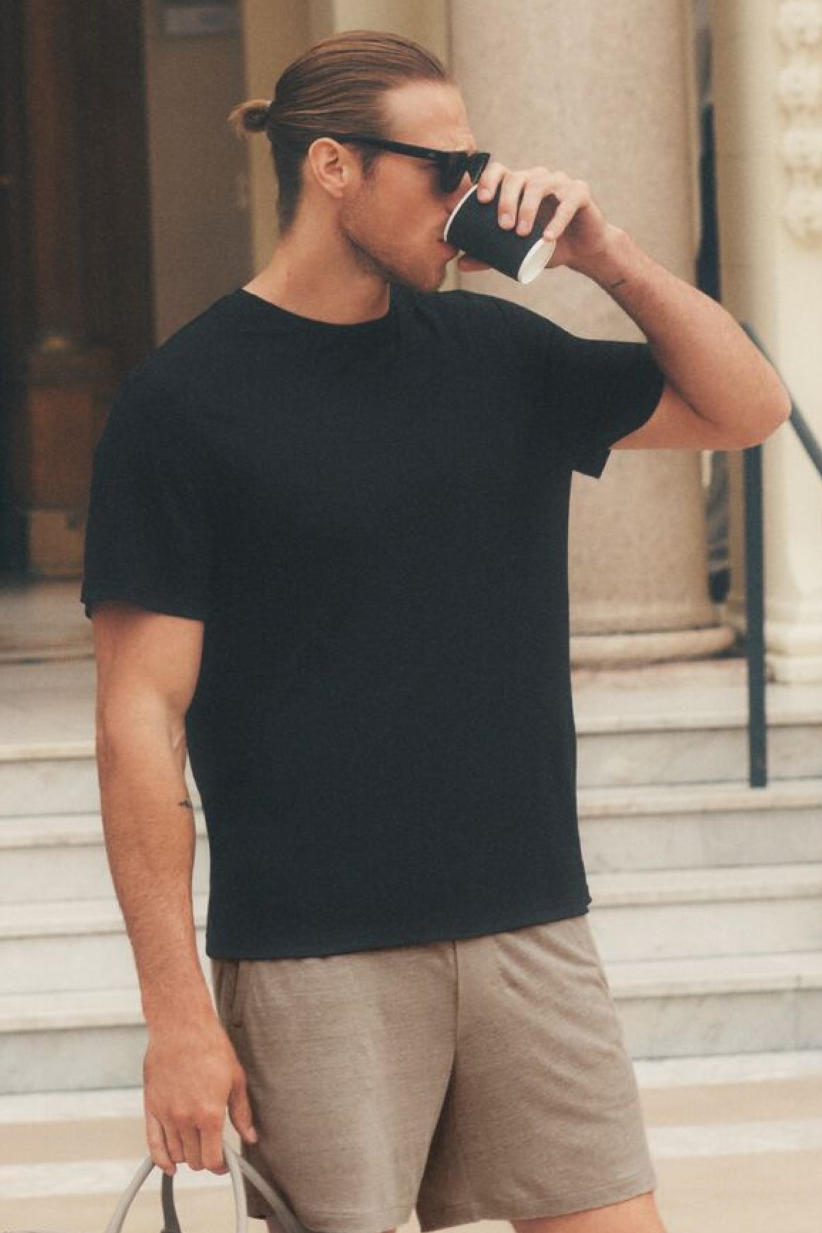 Linen Jersey Coastal Short Sleeve Tee - Black--0