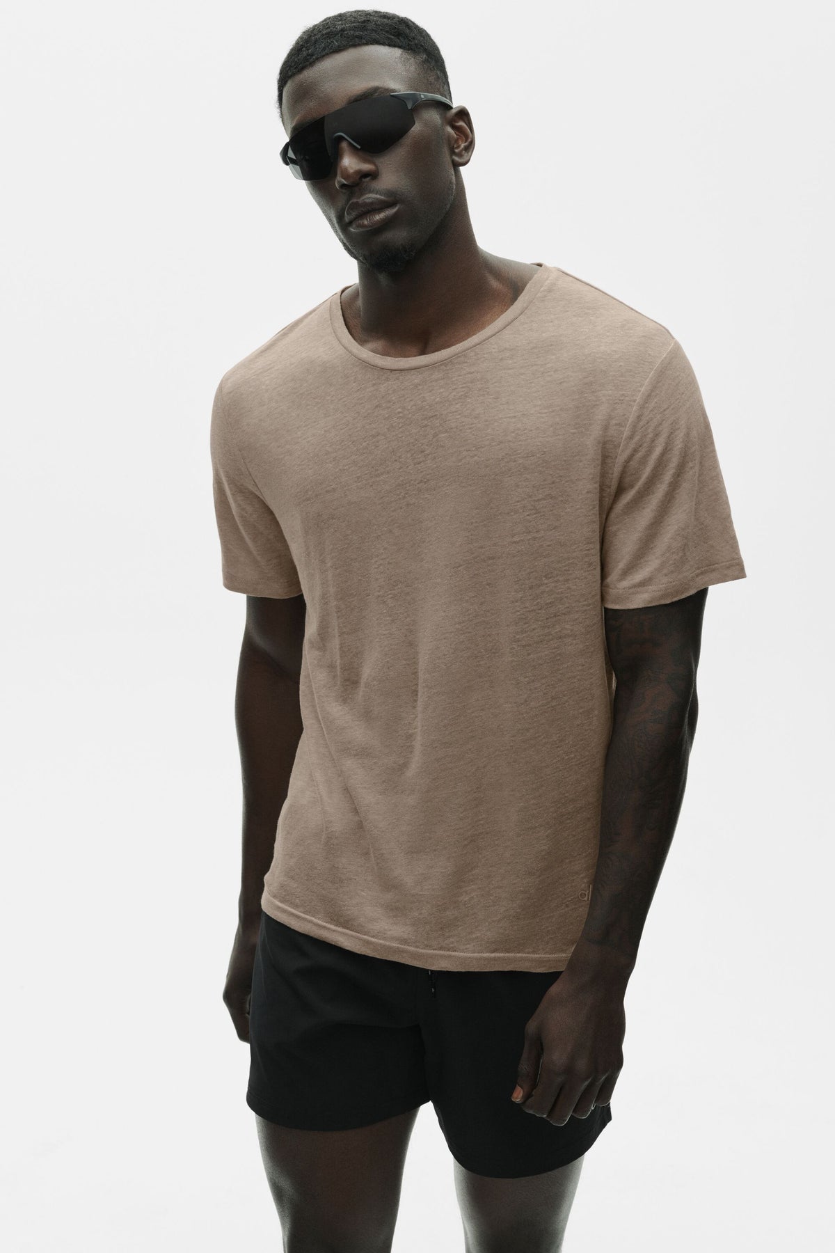 Linen Jersey Coastal Short Sleeve Tee - Gravel--0