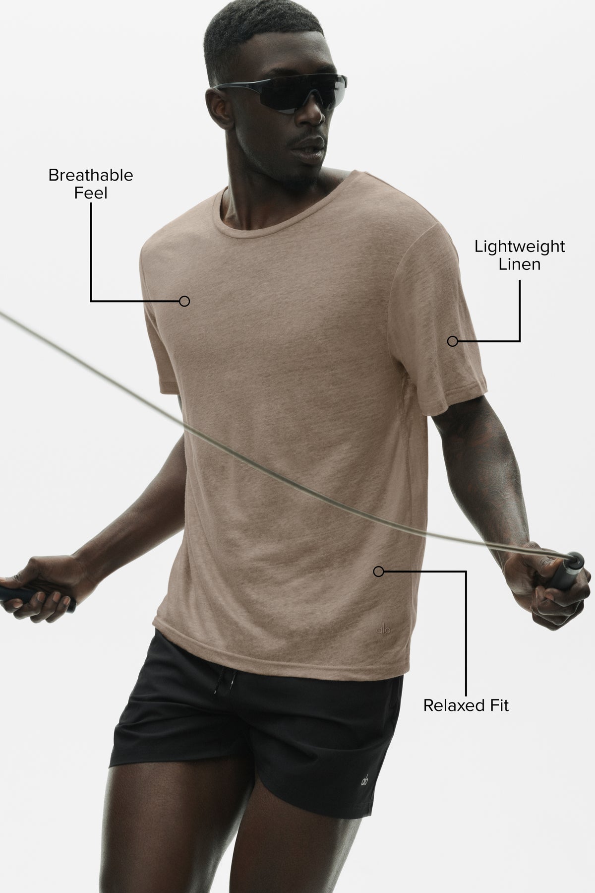 Linen Jersey Coastal Short Sleeve Tee - Gravel--1
