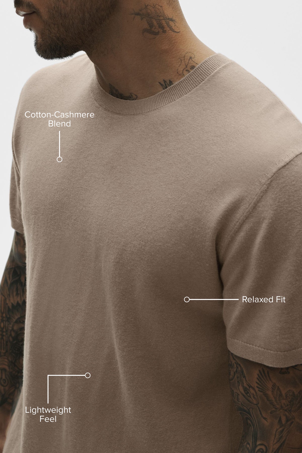 Cotton Cashmere Ever Soft Short Sleeve Crew - Gravel--1