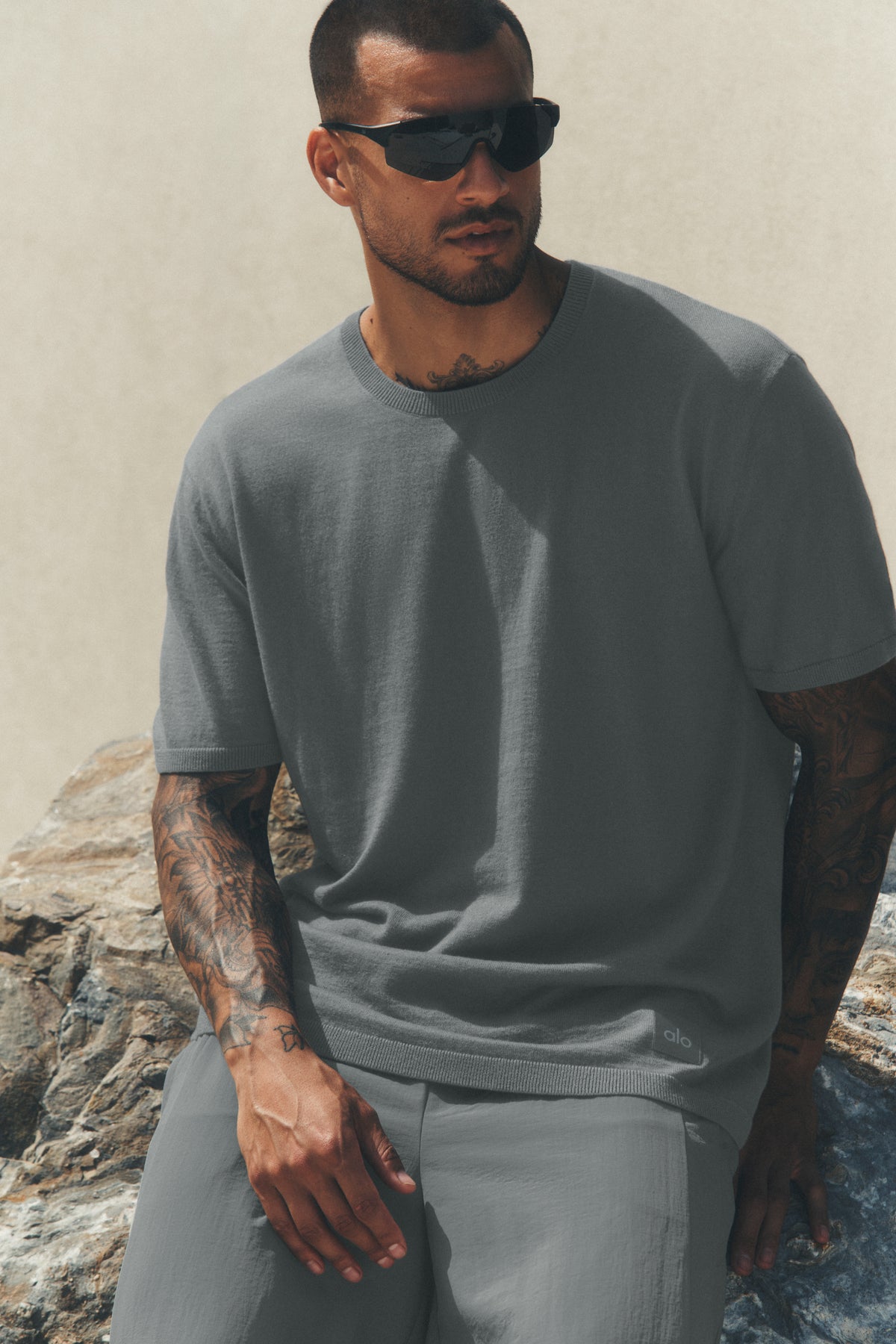 Cotton Cashmere Ever Soft Short Sleeve Crew - Monument--0