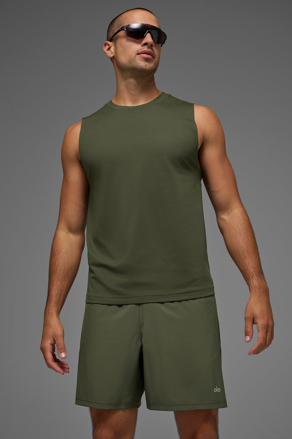 Conquer Muscle Tank - Green Olive--0