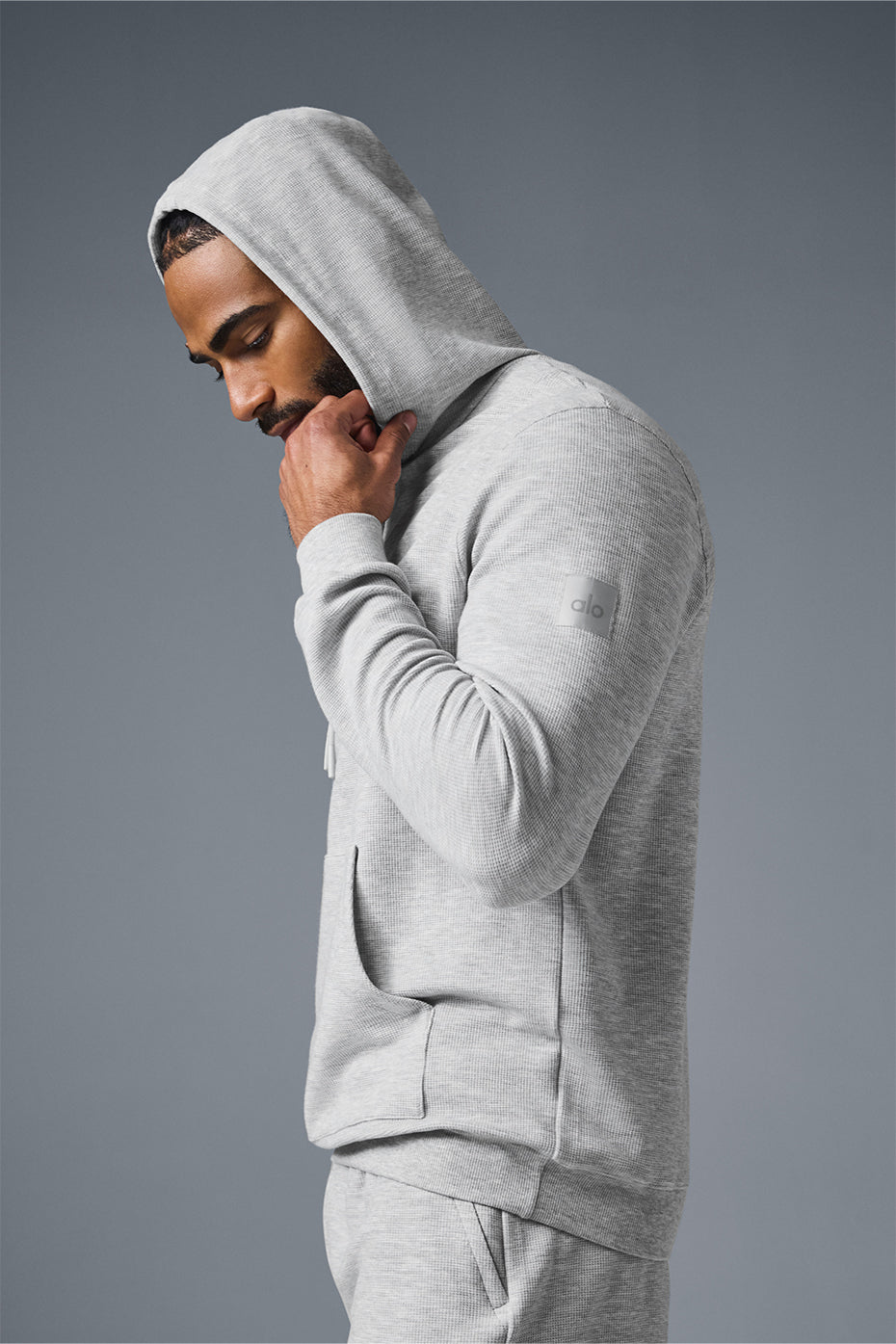 Micro Waffle Fast Break Hoodie - Athletic Heather Grey--3