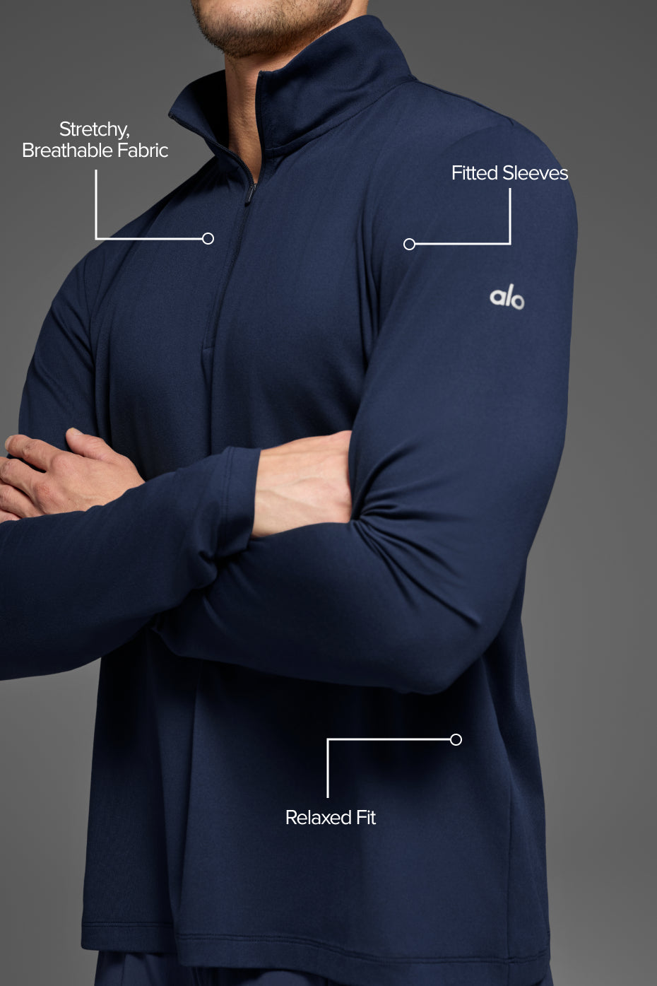 Conquer 1/4 Zip Reform Long Sleeve - Navy--1