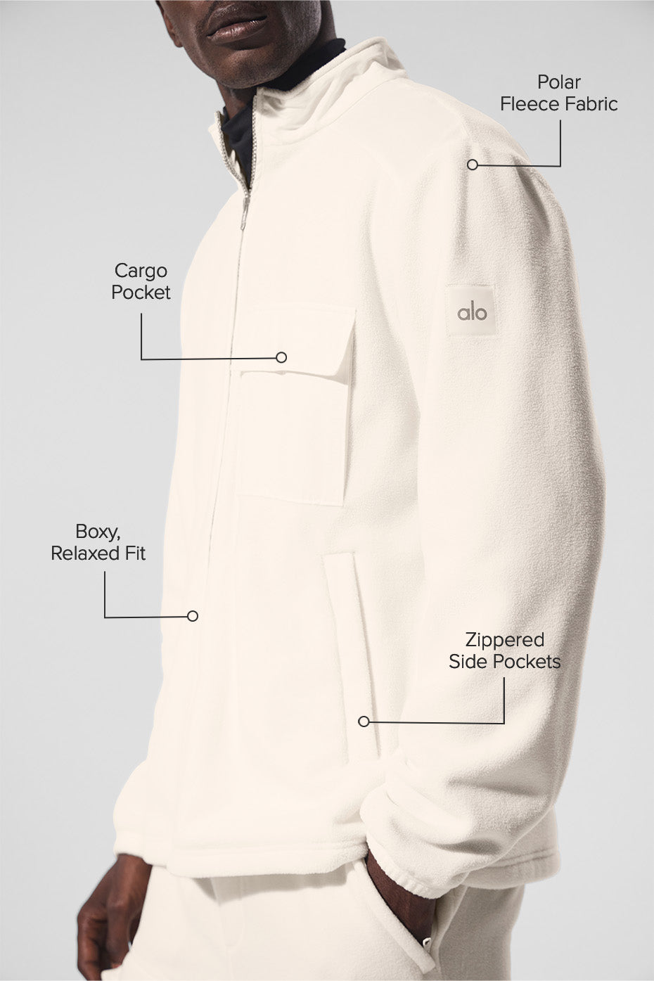 Polar Fleece Ridge Full Zip Jacket - Ivory--1