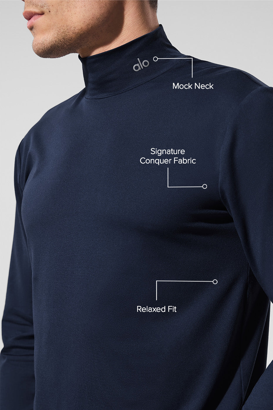 Conquer Reform Mock Neck Long Sleeve - Navy--1