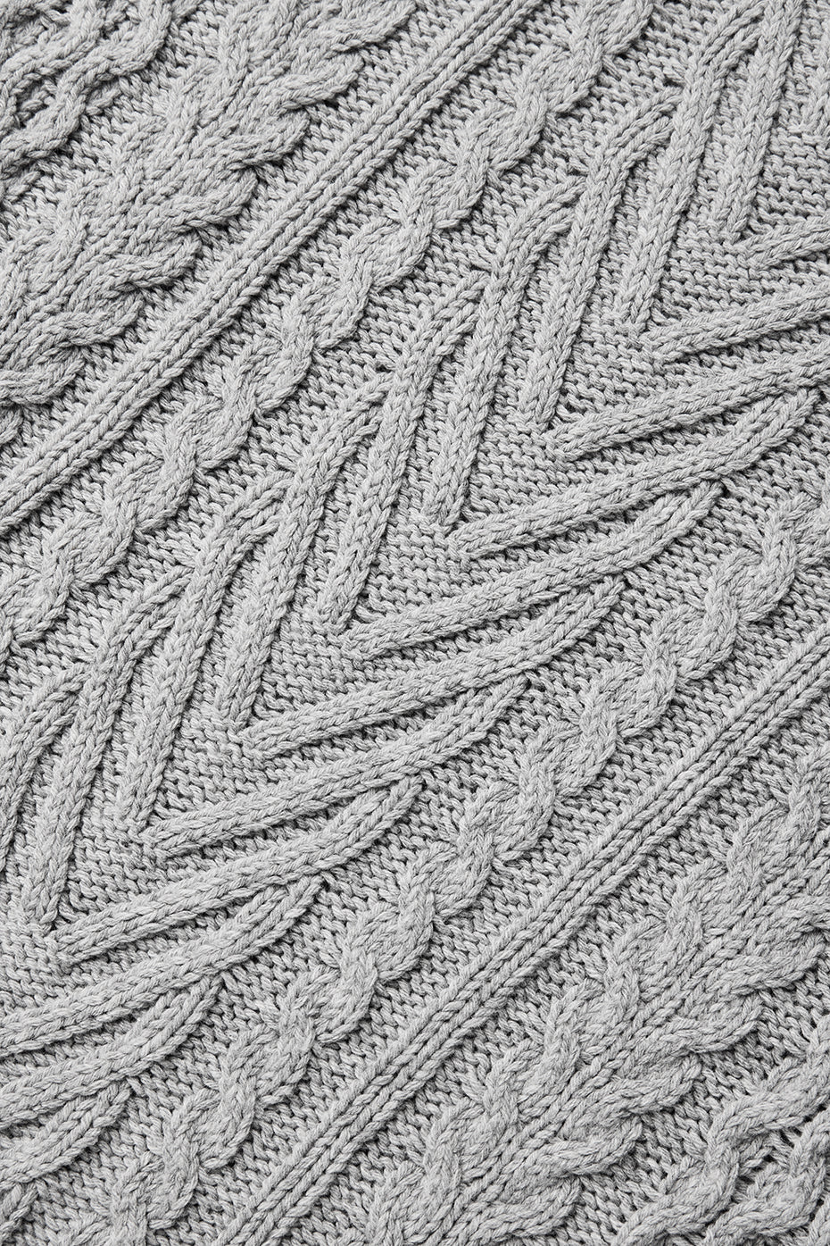 Cable Knit Crew Neck Sweater - Athletic Heather Grey--4