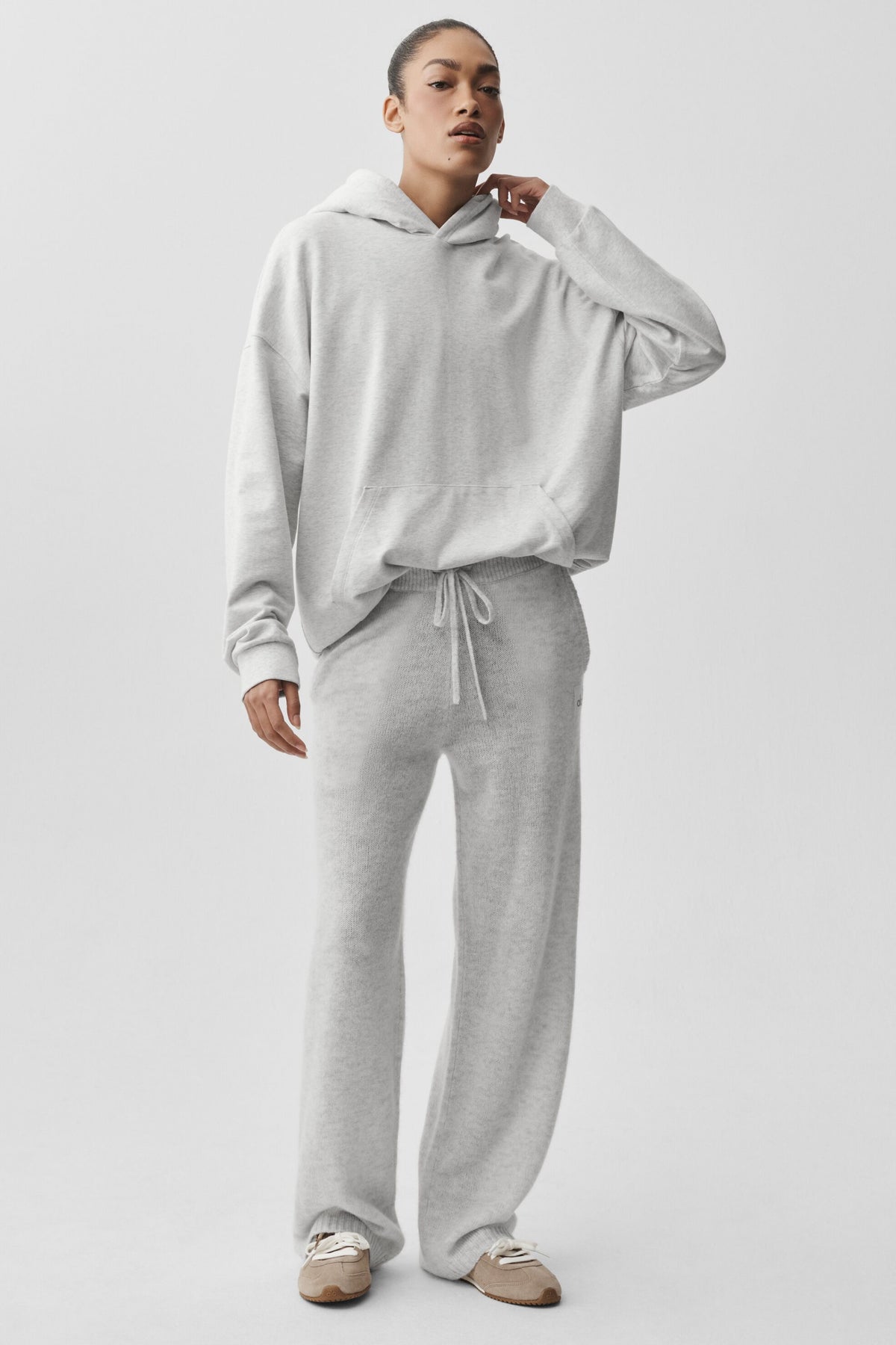 Double Take Hoodie - White Heather--3