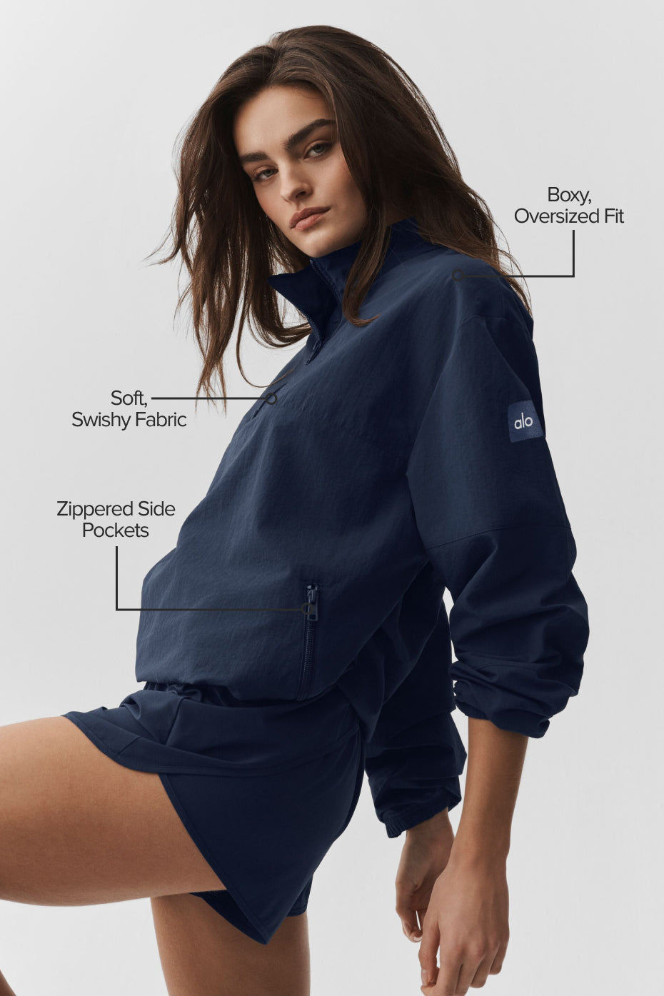Light Weight Takeaway Track Pullover - Navy--1