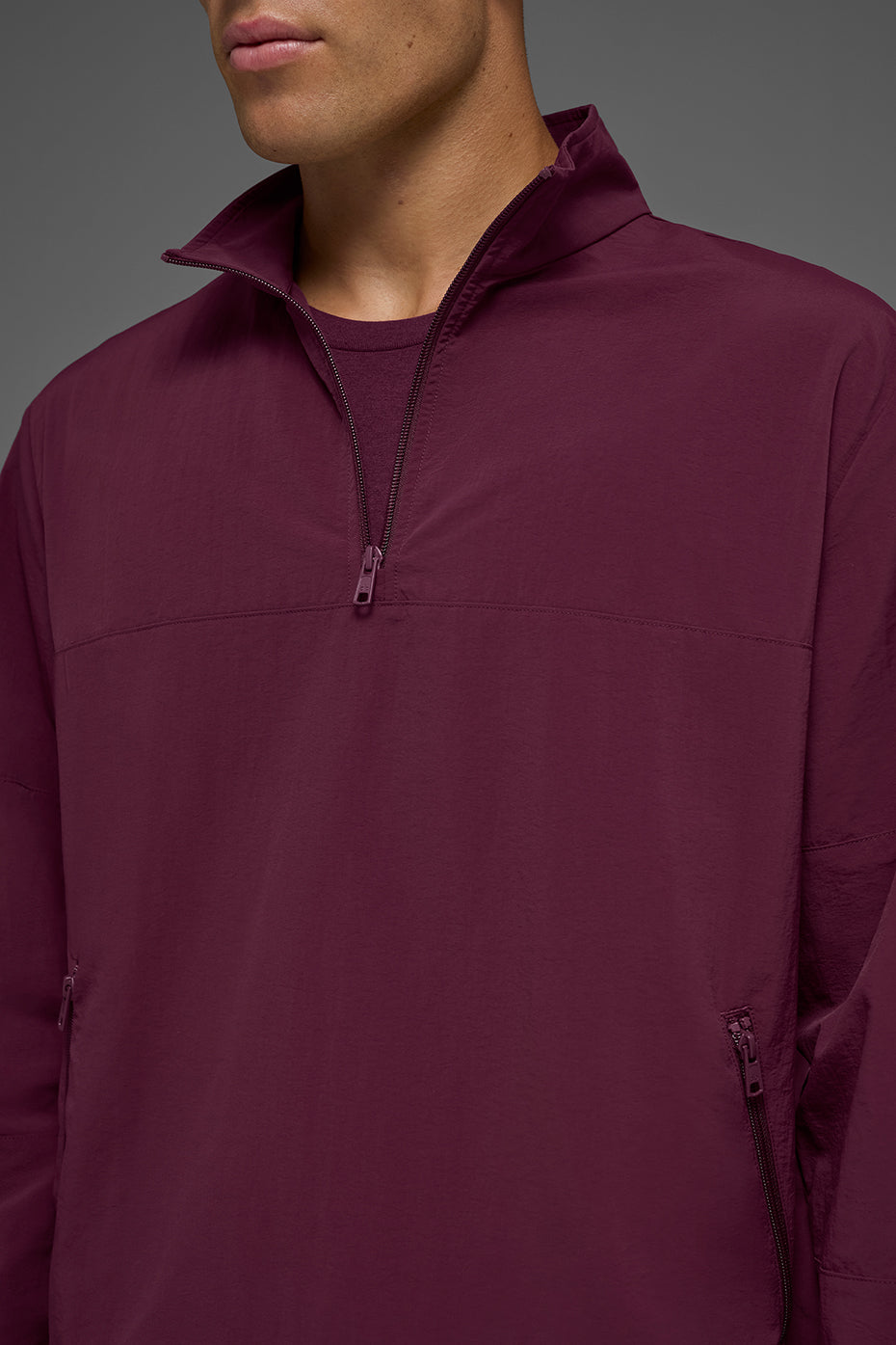 Light Weight Takeaway Track Pullover - Burgundy--2
