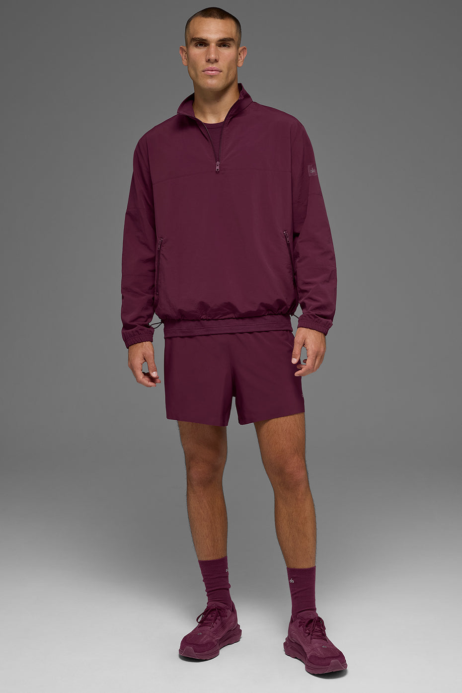 Light Weight Takeaway Track Pullover - Burgundy--3