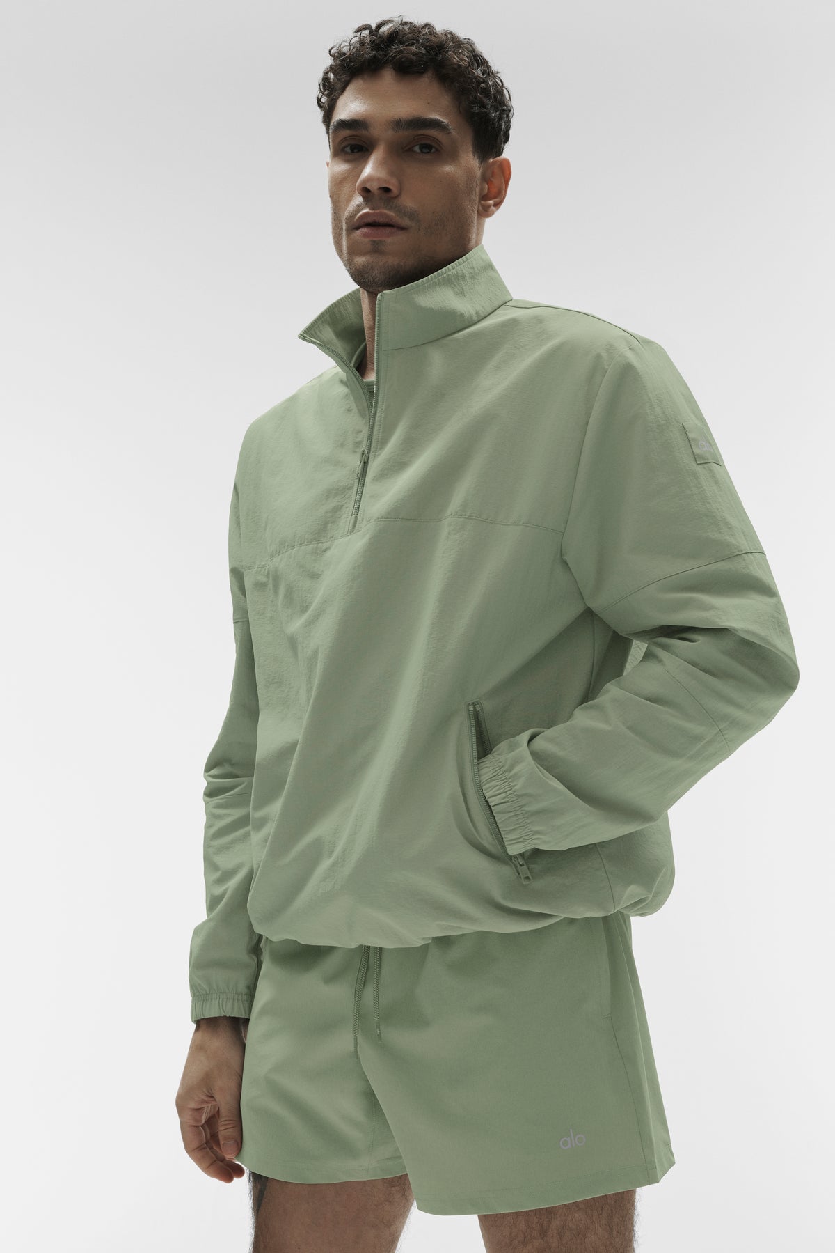 Light Weight Takeaway Track Pullover - Dune Grass--2