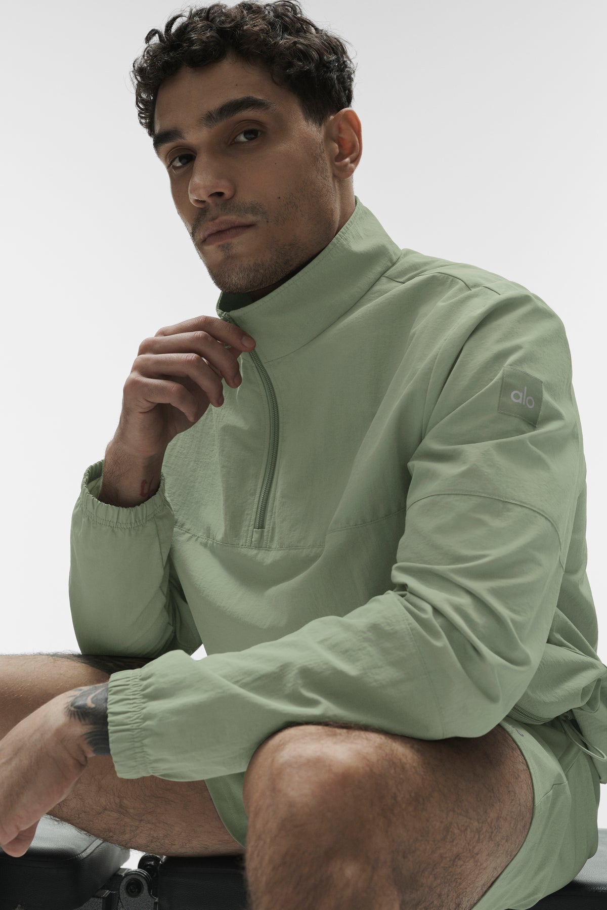 Light Weight Takeaway Track Pullover - Dune Grass--1