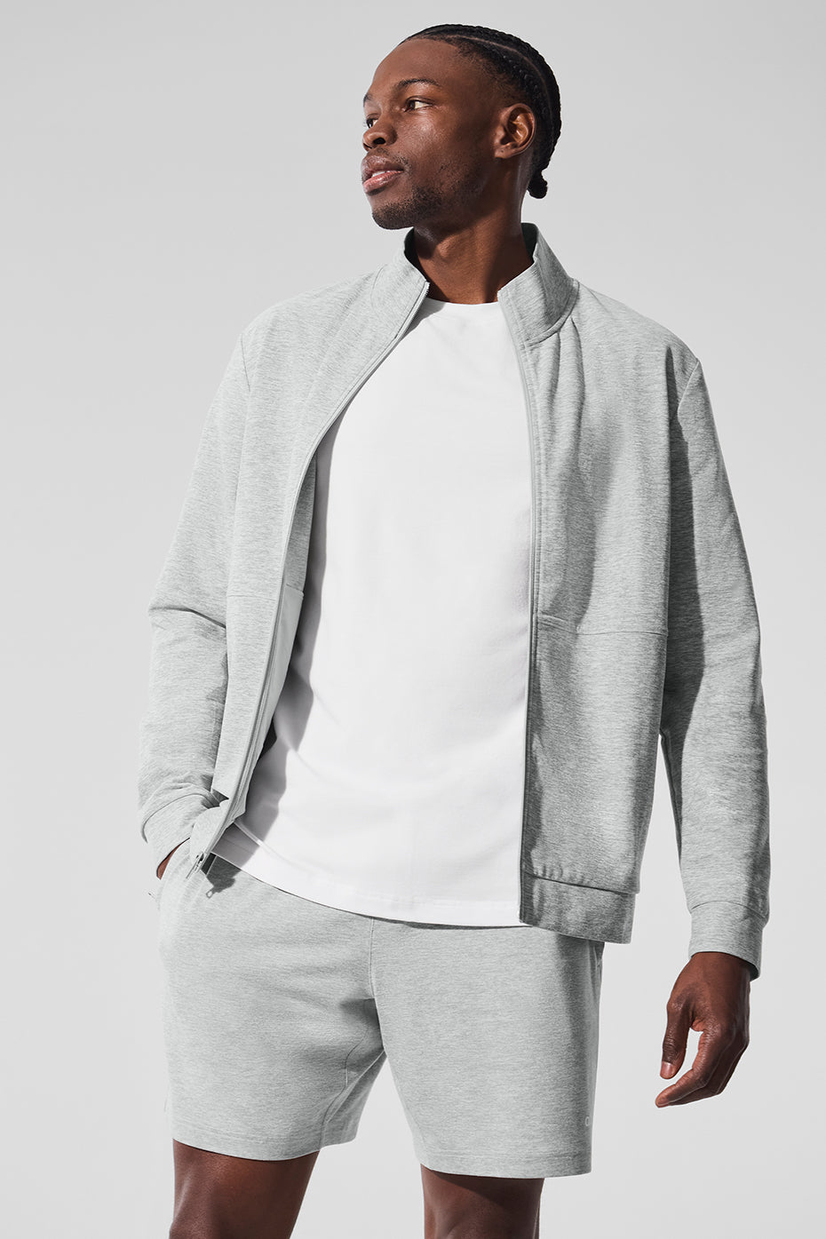 Conquer Max Mock Neck Full Zip - Athletic Heather Grey--3
